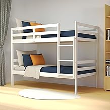 GORELAX Bunk Bed Twin Over Twin Size, Space Saving Wood Bed Frame w/Under Bed Storage, Ladder & Guardrail, Ideal for Dorm & Multichild Family, Bunk Bed for Kids, Teens, Sleepovers, Adults (White)