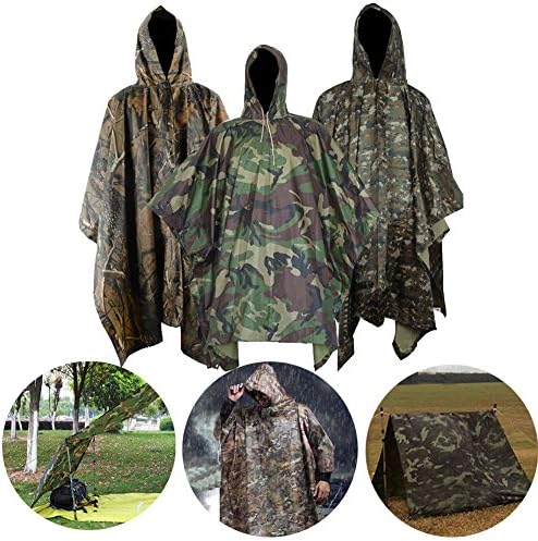 GOTOTOP Military Waterproof Army Hooded Rain Cape Camouflage Poncho for Camping Hiking Outdoor Sports