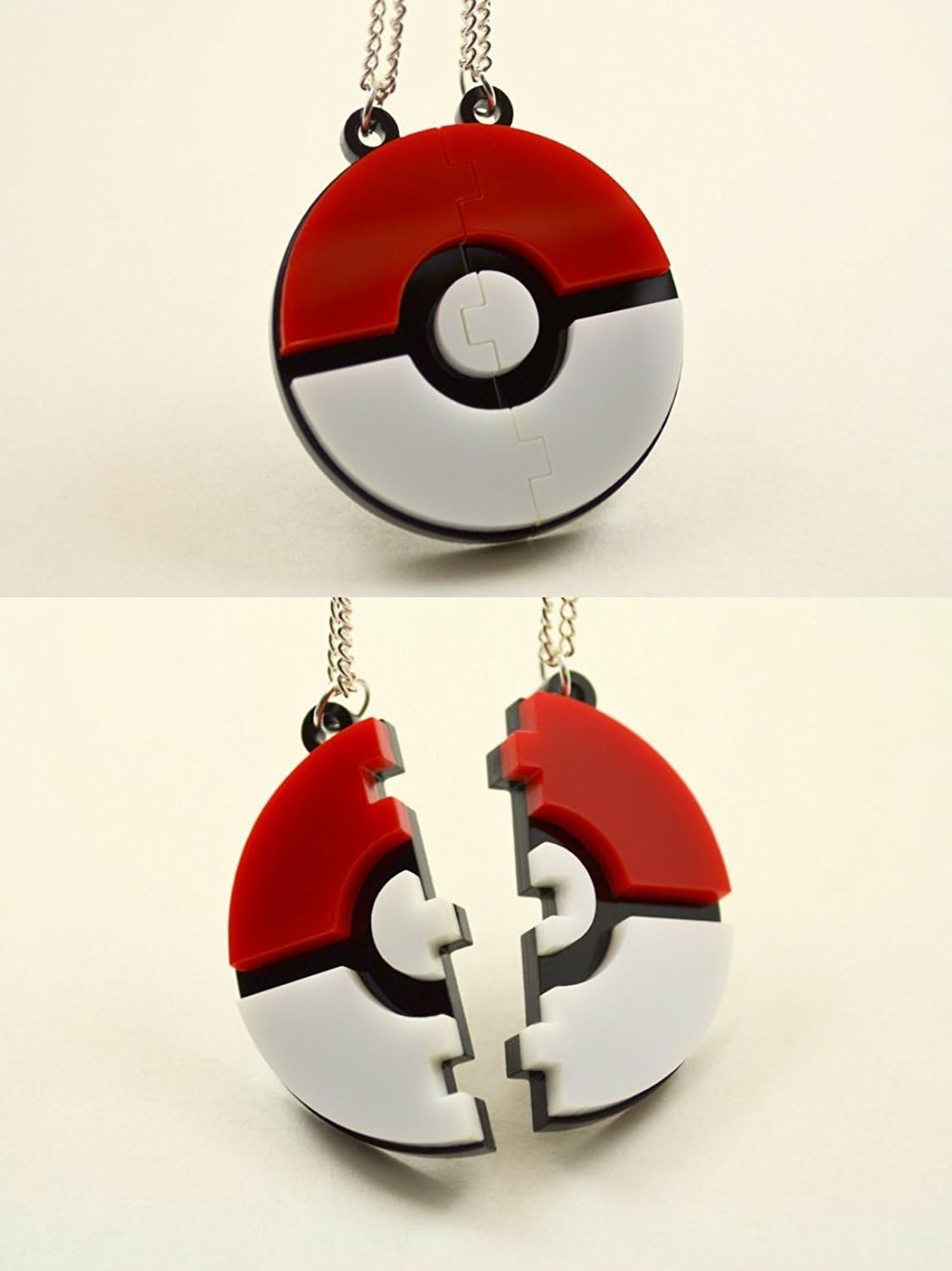 LicketyCut Pokeball Friendship Necklaces - Laser Cut Acrylic
