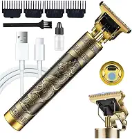 Máquina Maquininha de Cortar Cabelo Barbear Detalhe Pezinho Acabamento Dragão Vintage Profissional Recarregável USB Kit