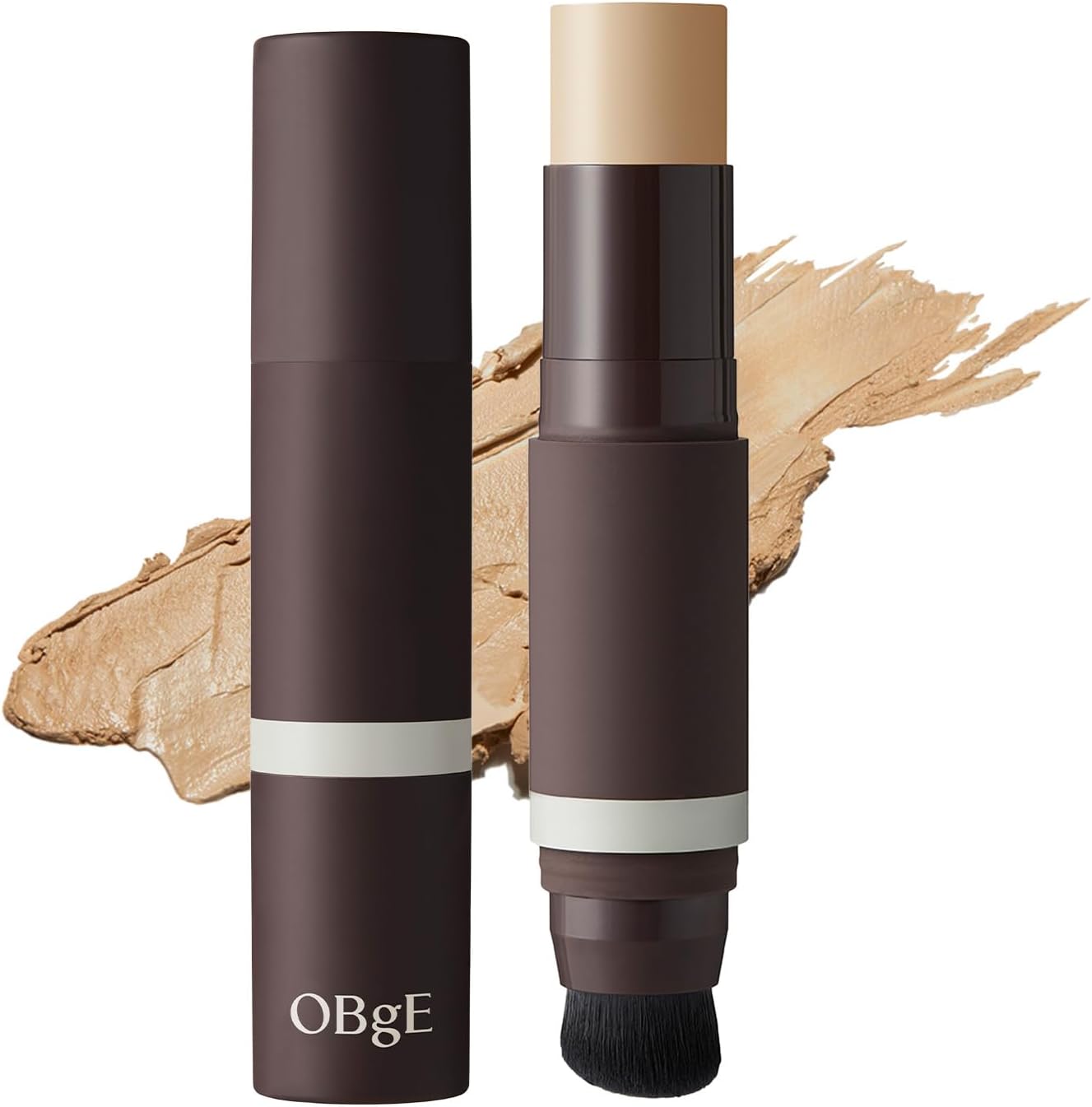 OBgE Natural Cover Foundation #25 (Sand, 0.5oz) - Stick Foundation with Brush for Flawless Skin Tone Correction and Coverage. Long-Lasting Wear for Daily Use.
