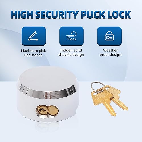 Miniatura 7 de Mardili Candados de disco de remolque con grillete oculto con llave similar, cerradura de disco de 2-78 pulgadas, cerradura de puerta para camiones