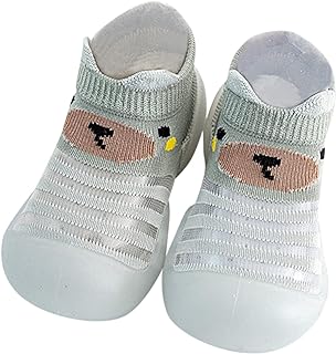 Sapatos de bebê meninos meninas crianças pequenas estampas de animais leves e aconchegantes desenhos animados meias de malha respirável sapatos de caminhada para bebês meninas (cinza, 6-12 meses)