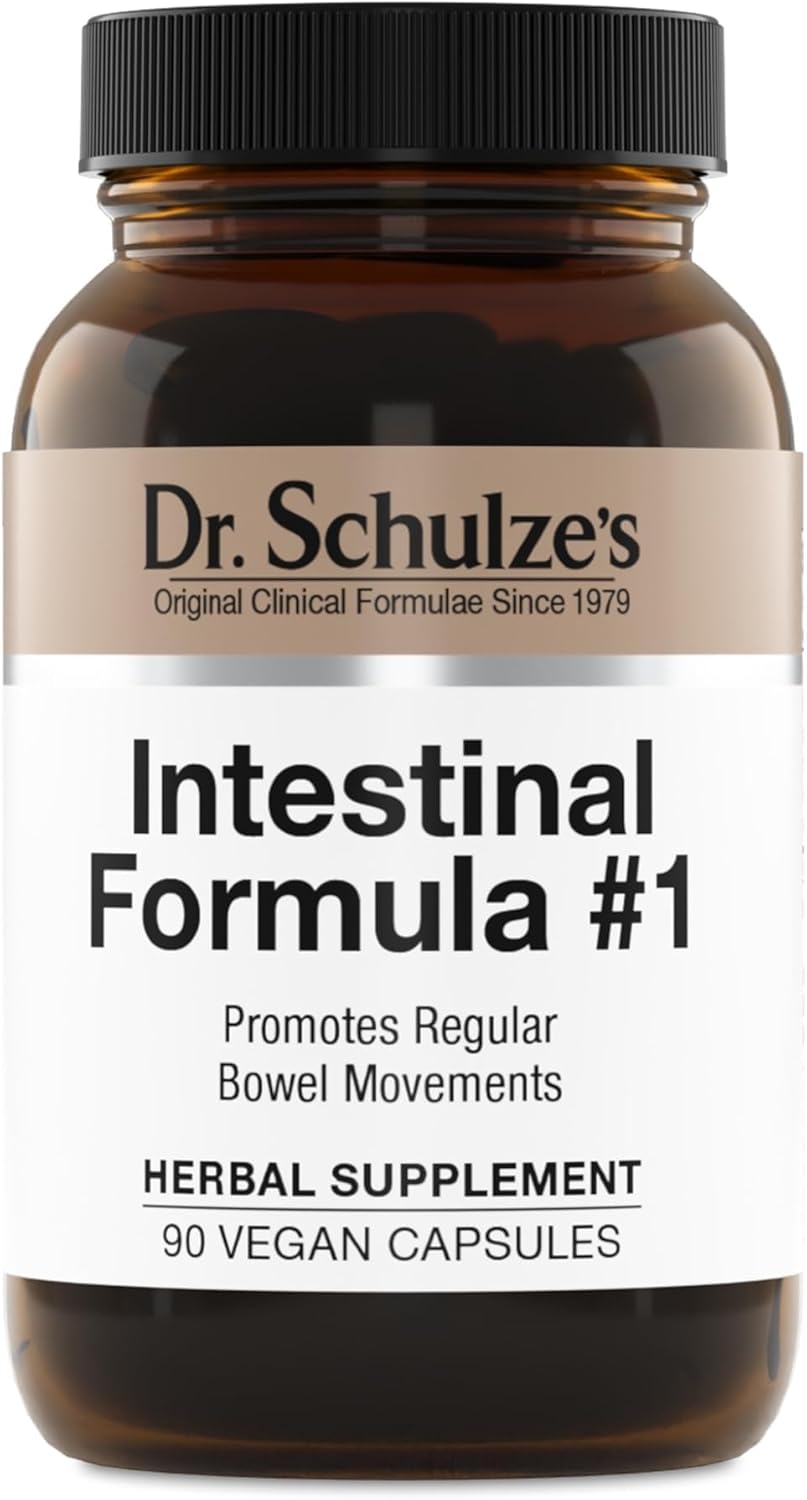 Dr. Schulze's Intestinal Formula #1 - Bowel Movement Supplement for Colon Health Support - Bloating & Constipation Aid - Intestinal Cleanse - All-Natural - Plant-Based - Vegan - 90 Count