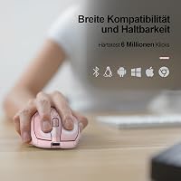 TECKNET Bluetooth egér, újratölthető vezeték nélküli egér, 4800 DPI, ergonomikus, csendes, rózsaszín 8