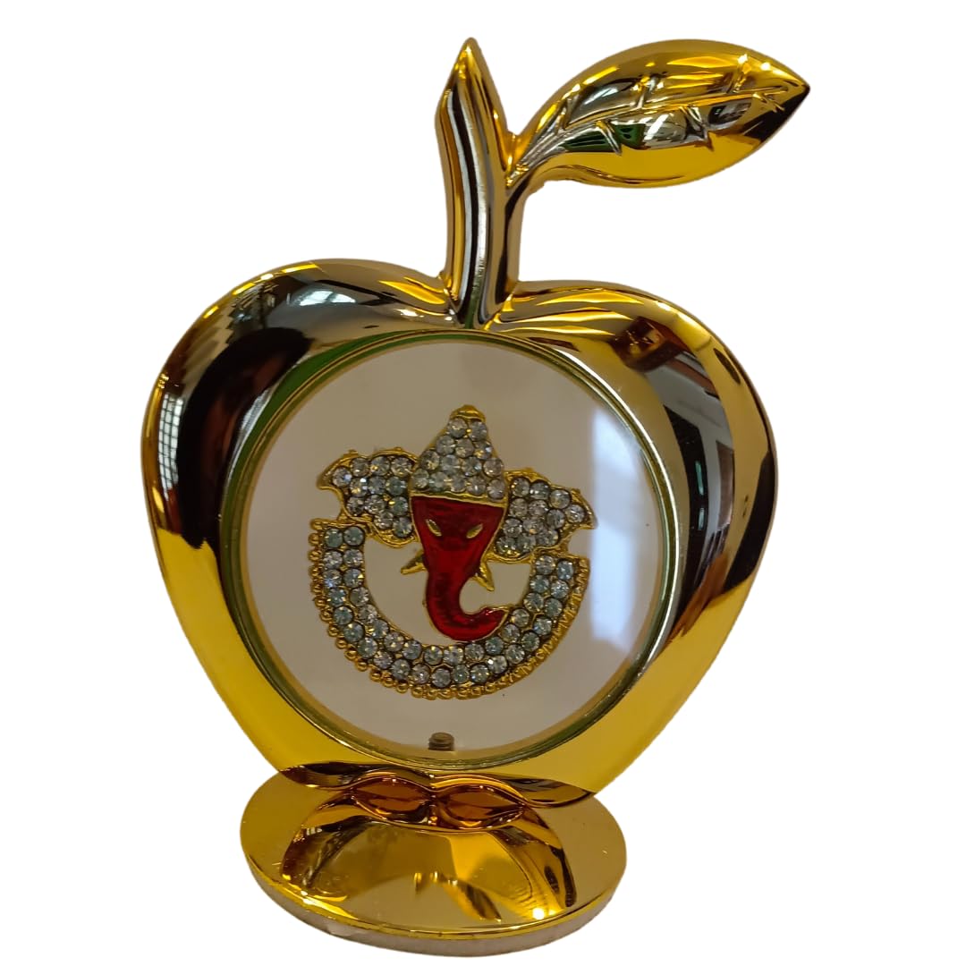 PIX N DOTS Ganesha Idol in Golden Colour for Home, Office, and Car Dashboard Decorative Showpiece. (10cm X 8cm)