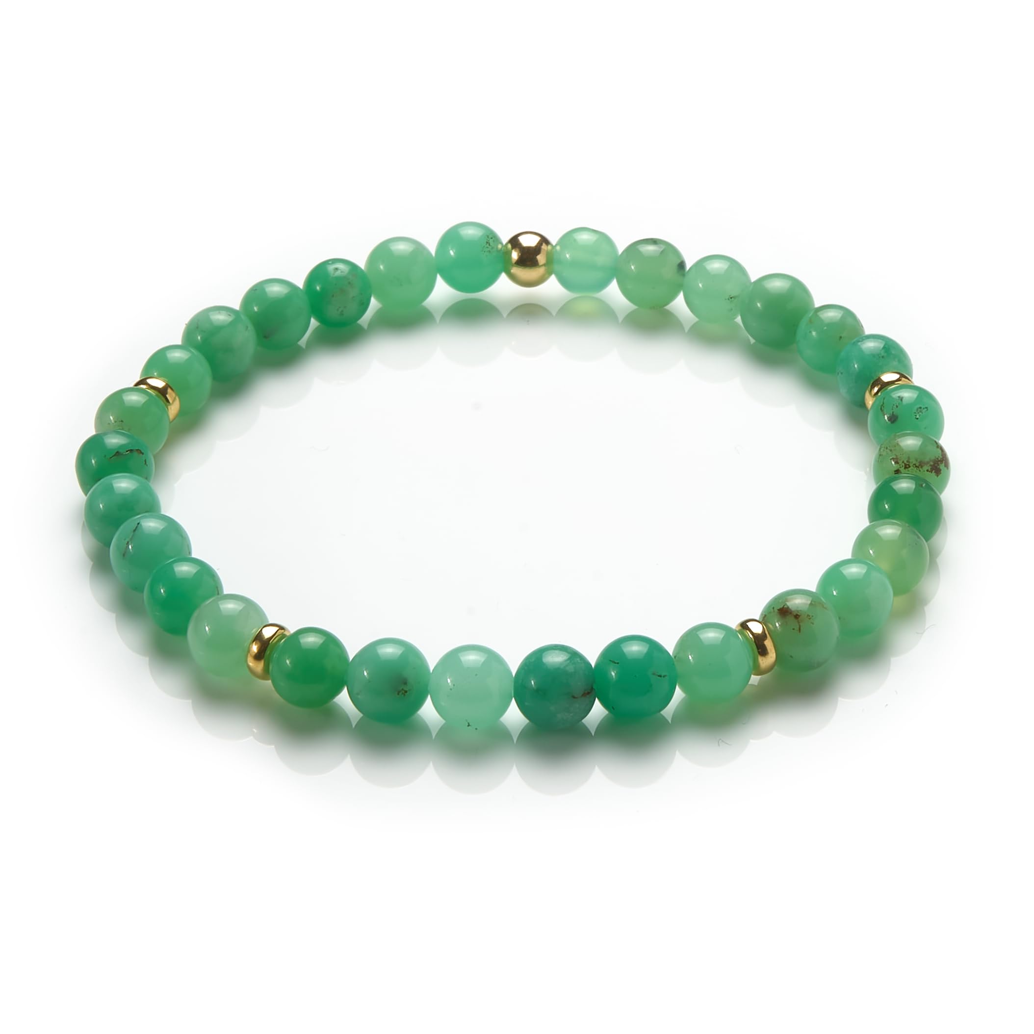 Chrysopras Armband - Edelstein-Armband - 925 Silber vergoldet - Perlenarmband