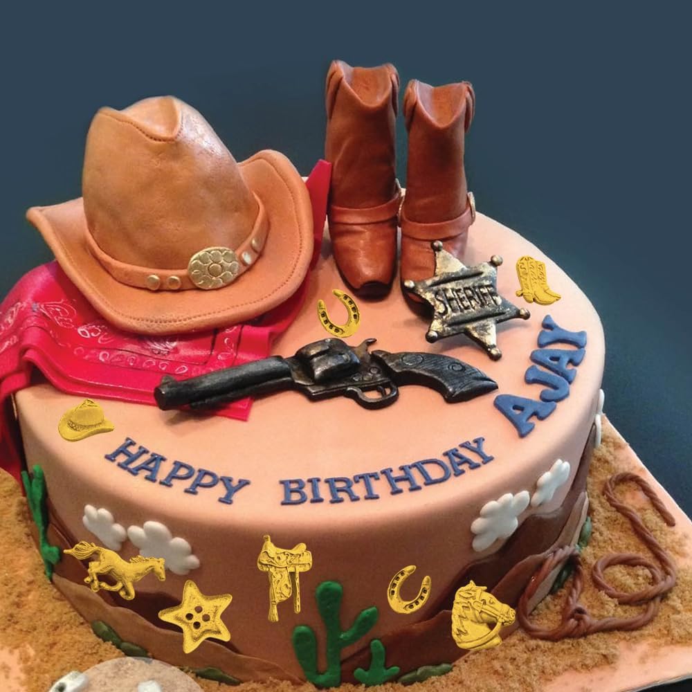 3 PCS Western Cowboy Theme Silicone Molds, Feather Arrow Boot Horseshoe Hoof Fondant Mold for Western Cowboy Theme Cake Decoration Cupcake Topper Candy Gum Paste Clay