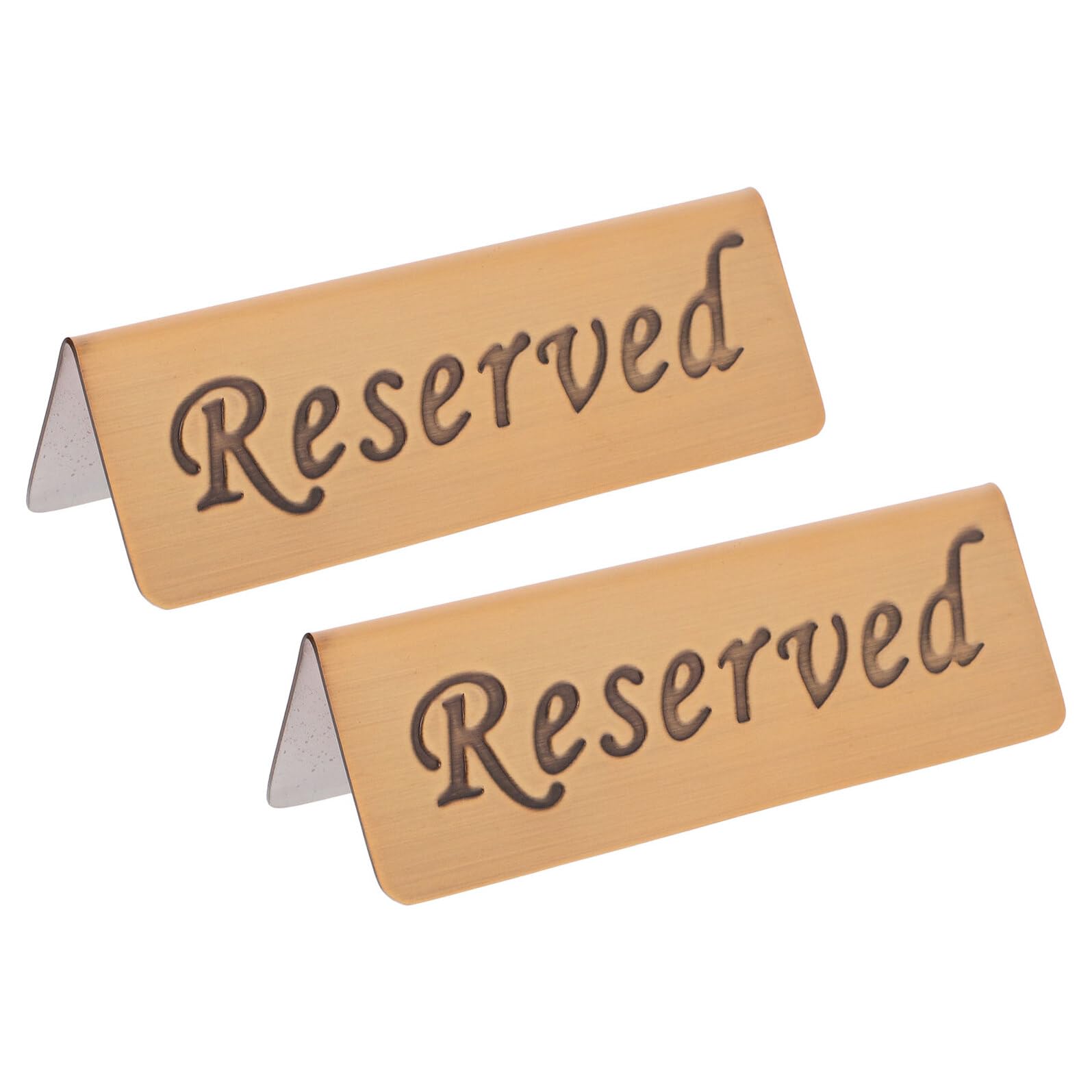 Healeved Letreros de Mesas Reservadas de Acero Inoxidable 2 Piezas Doble Cara Tamaño Mediano Color Plateado para Restaurantes y Bodas Señalización Portátil y Visible para Reservación