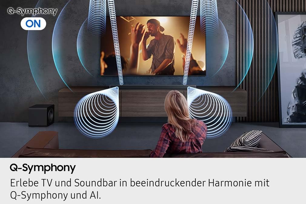 Samsung HW-QS710GF Q-Series 3.1.2-Kanal-Soundbar für Fernseher, TV-Lautsprecher mit kabellosem 6,5"-Subwoofer, Kabelloses Dolby Atmos und DTS:X, SpaceFit Sound, Q-Symphony