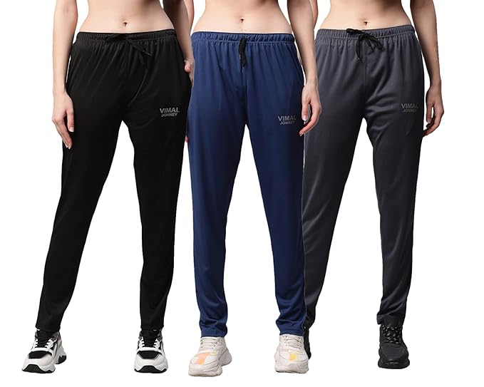 Dryfit Lycra Solid Multicolor Trackpants for Women (Pack of 3)-Dryfit_D10_BLK_BLU_Gry_003-XL