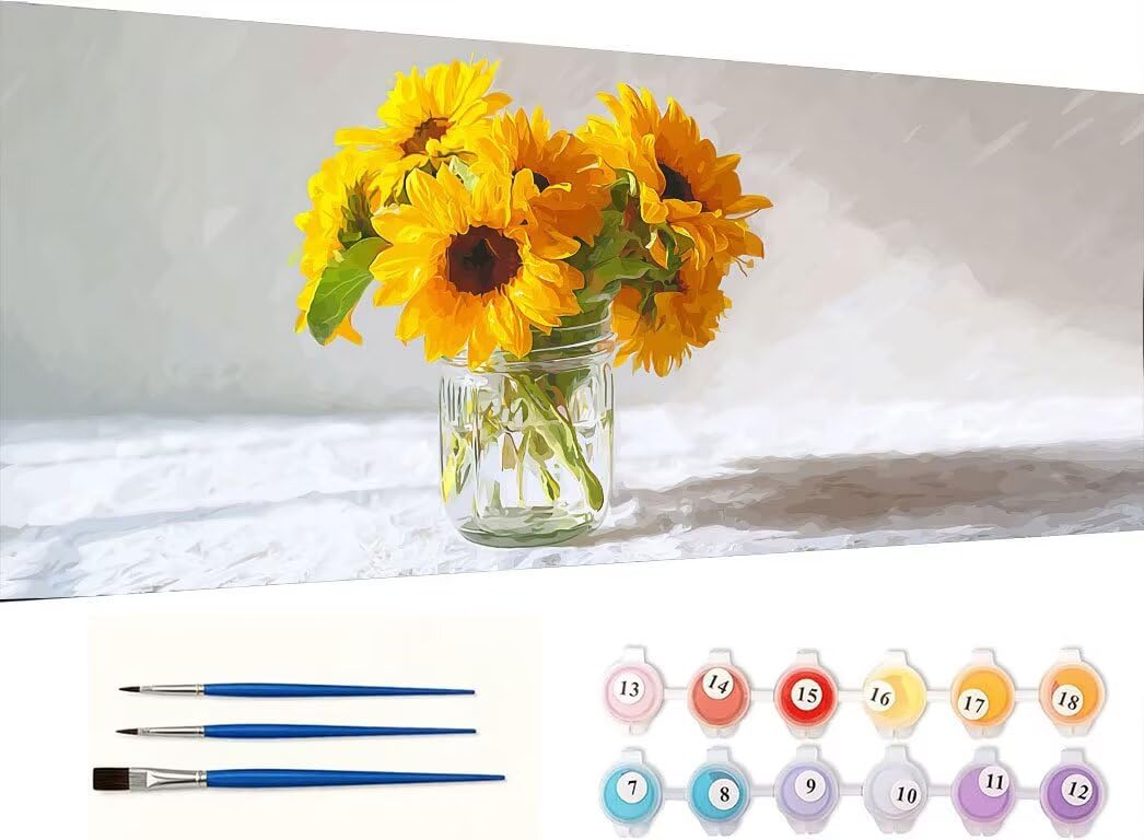 Pintar por Numeros Adultos, JarróN Girasol, 70x90cm 7JGWX-227