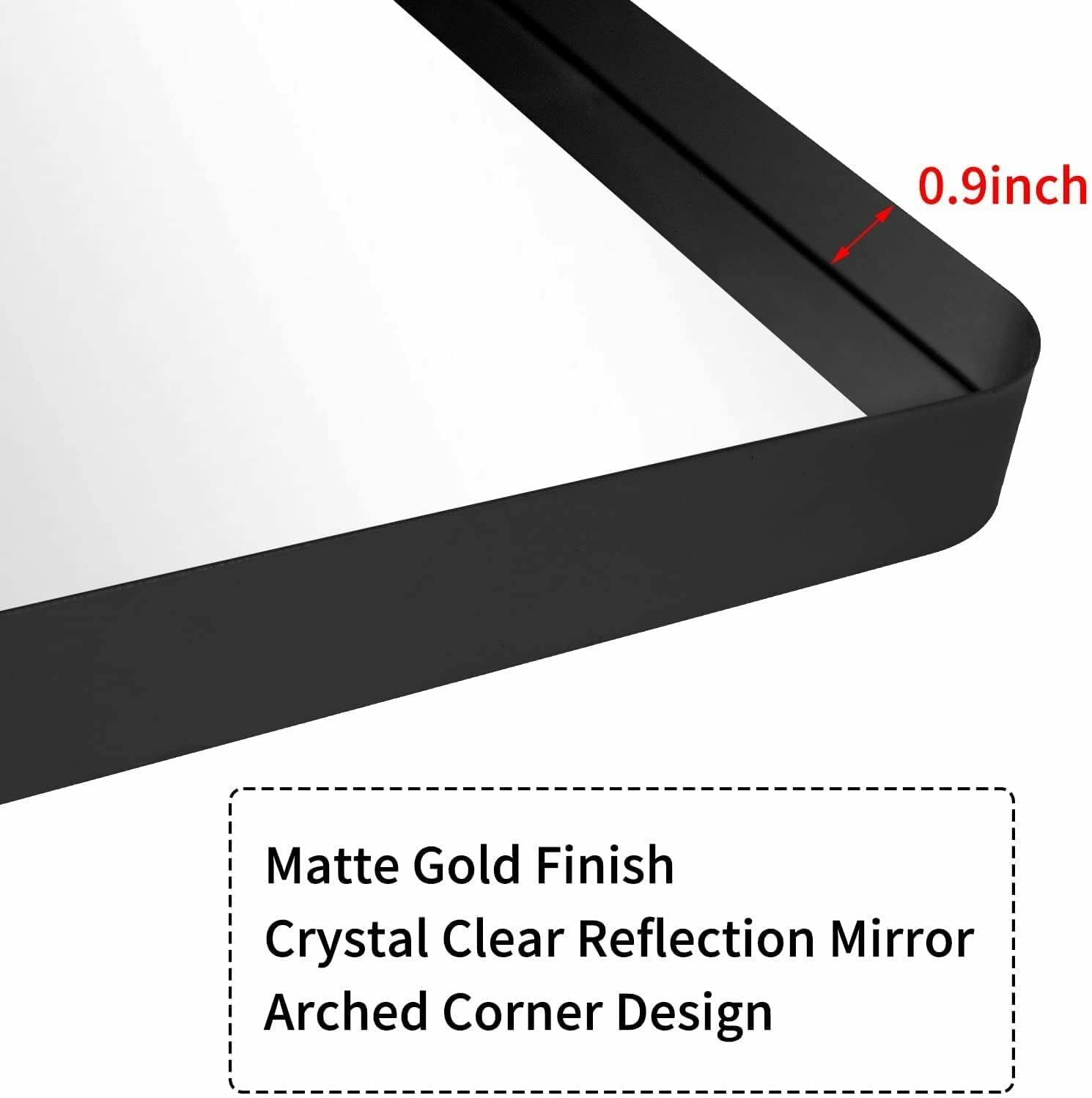 Saltnlight Bathroom Mirror, Rounded Corner Rectangle Mirror, Metal Frame Modern Mirror, Vertical Or Horizontal Hanging Mirrors for Wall Decor, Bedroom, Living Room (Black,30"x40")