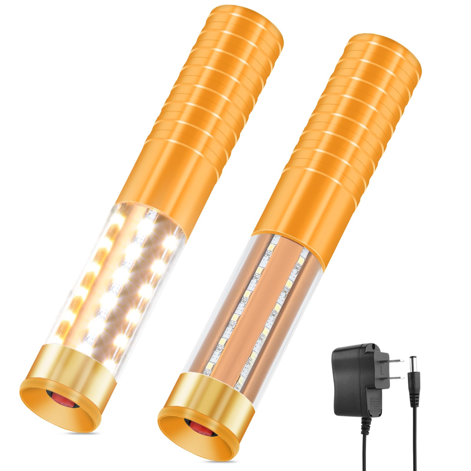 YYYuYong Multicolor Palos luminosos fluorescentes,Palos LED, Palos luminosos para fiestas de boda, cumpleaños, Halloween, Navidad (2PCS Gold)