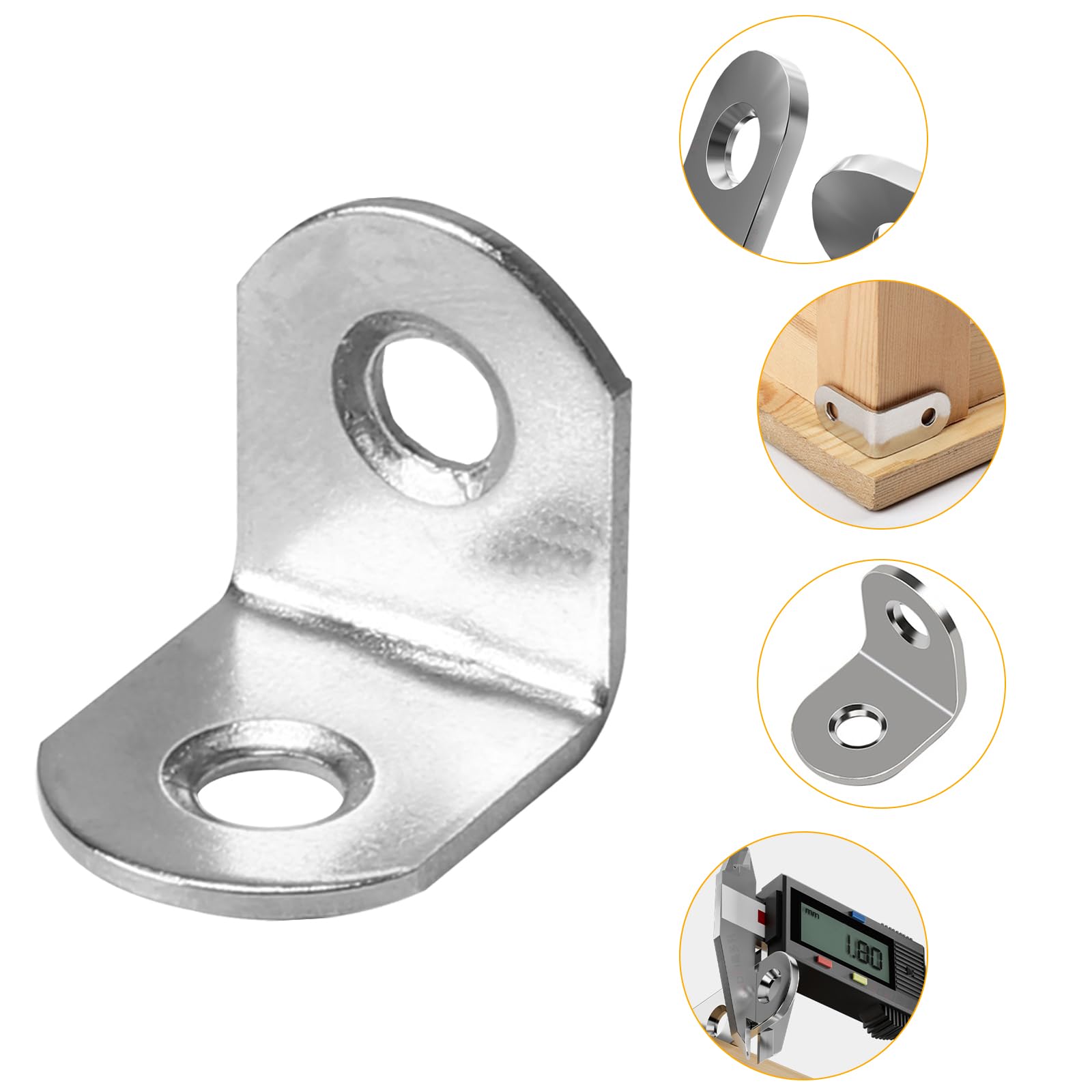 40 Piezas Escuadras Metalicas 30x30x16 mm Escuadras Para Madera en Forma de L Angulos Metalicos de Acero Inoxidable con 80 Tornillos, Plata