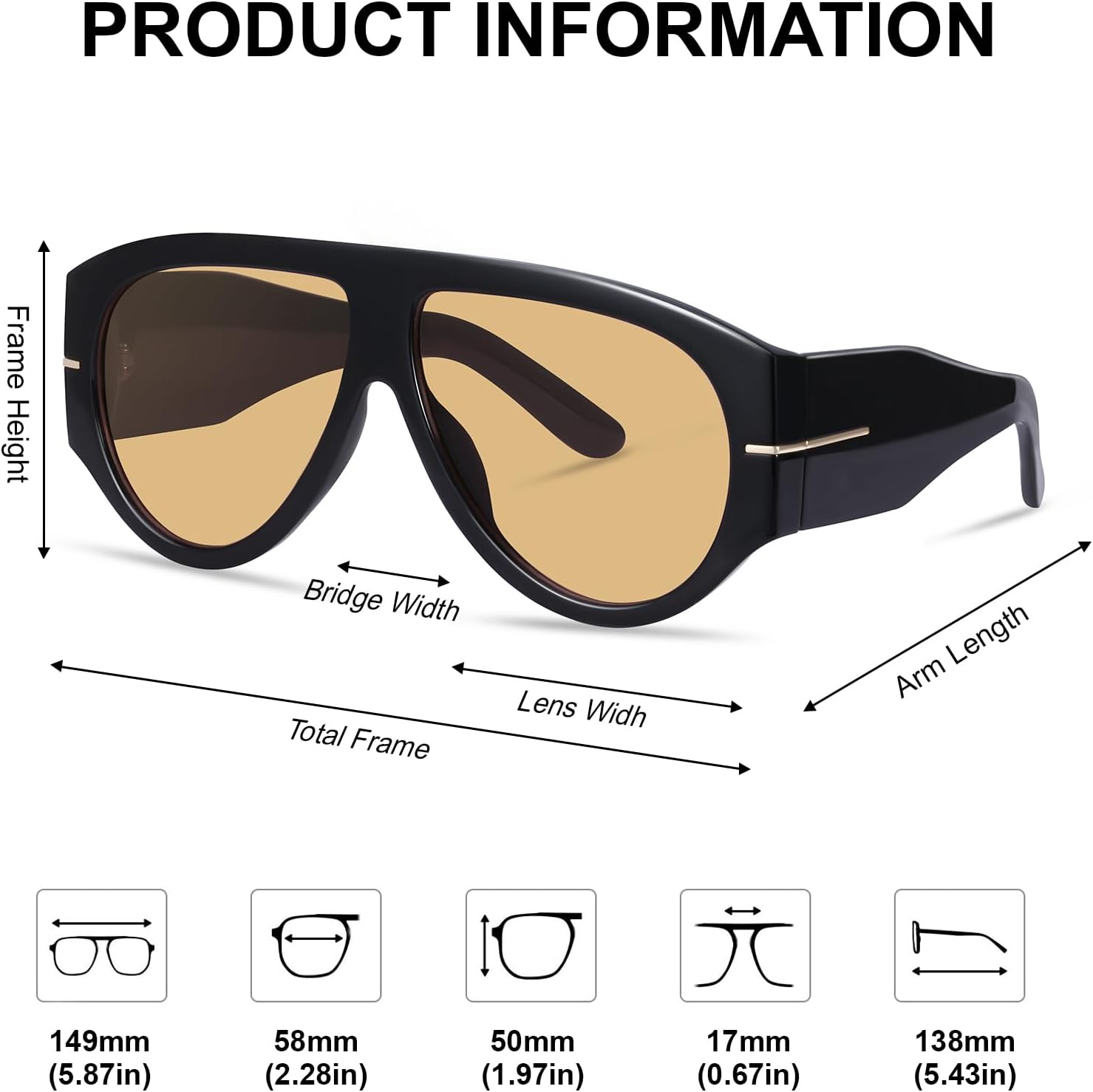 Oversized Retro Aviator Sunglasses for Women Men Trend 70s Thick Classic Vintage Style Sun Glasses - Image 6