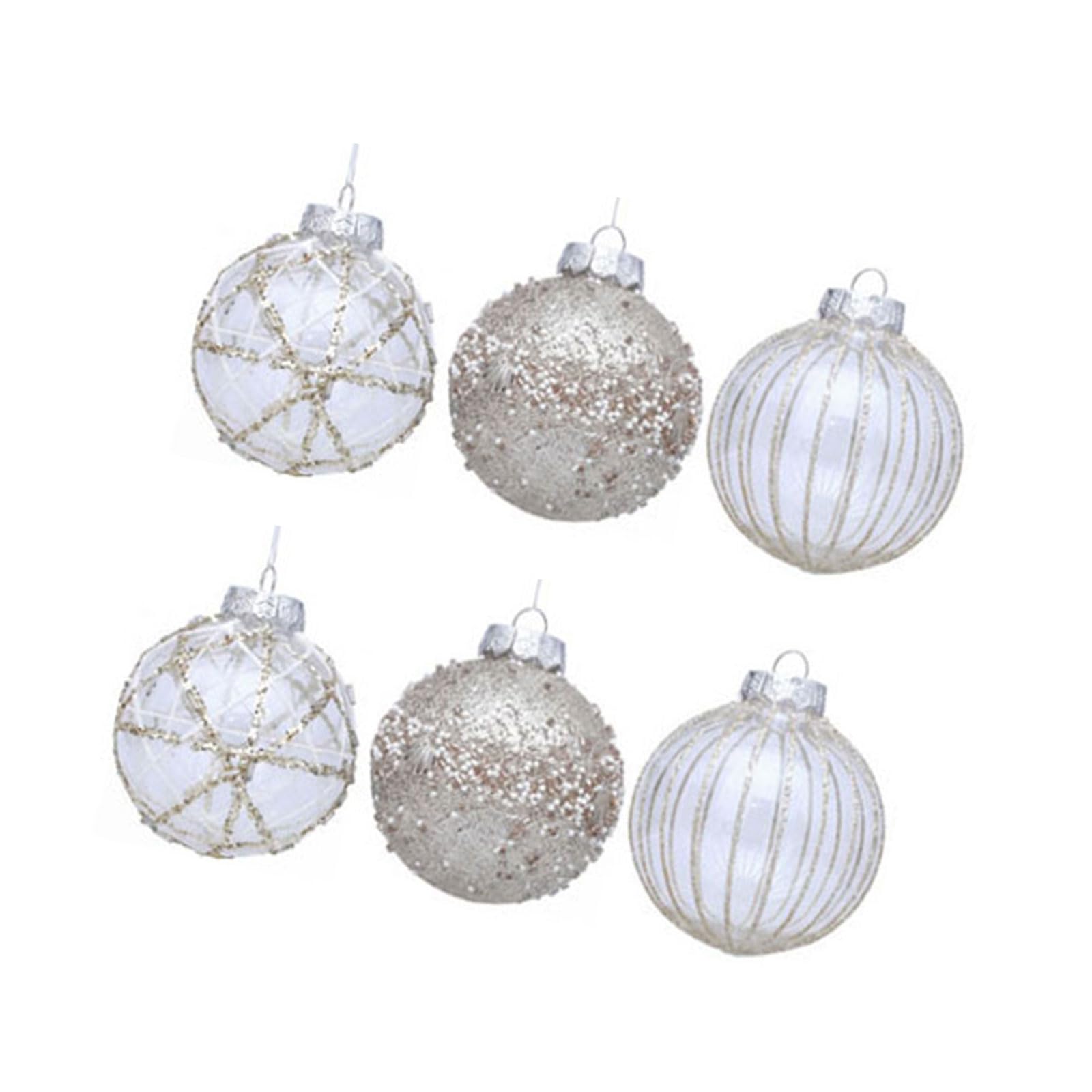 Whoasyst 6Pcs Glittering Christmas Baubles Shatterproof Christmas Ball Ornament for Tree Door Mantels Holiday Decoration Celebratory Ornamentation