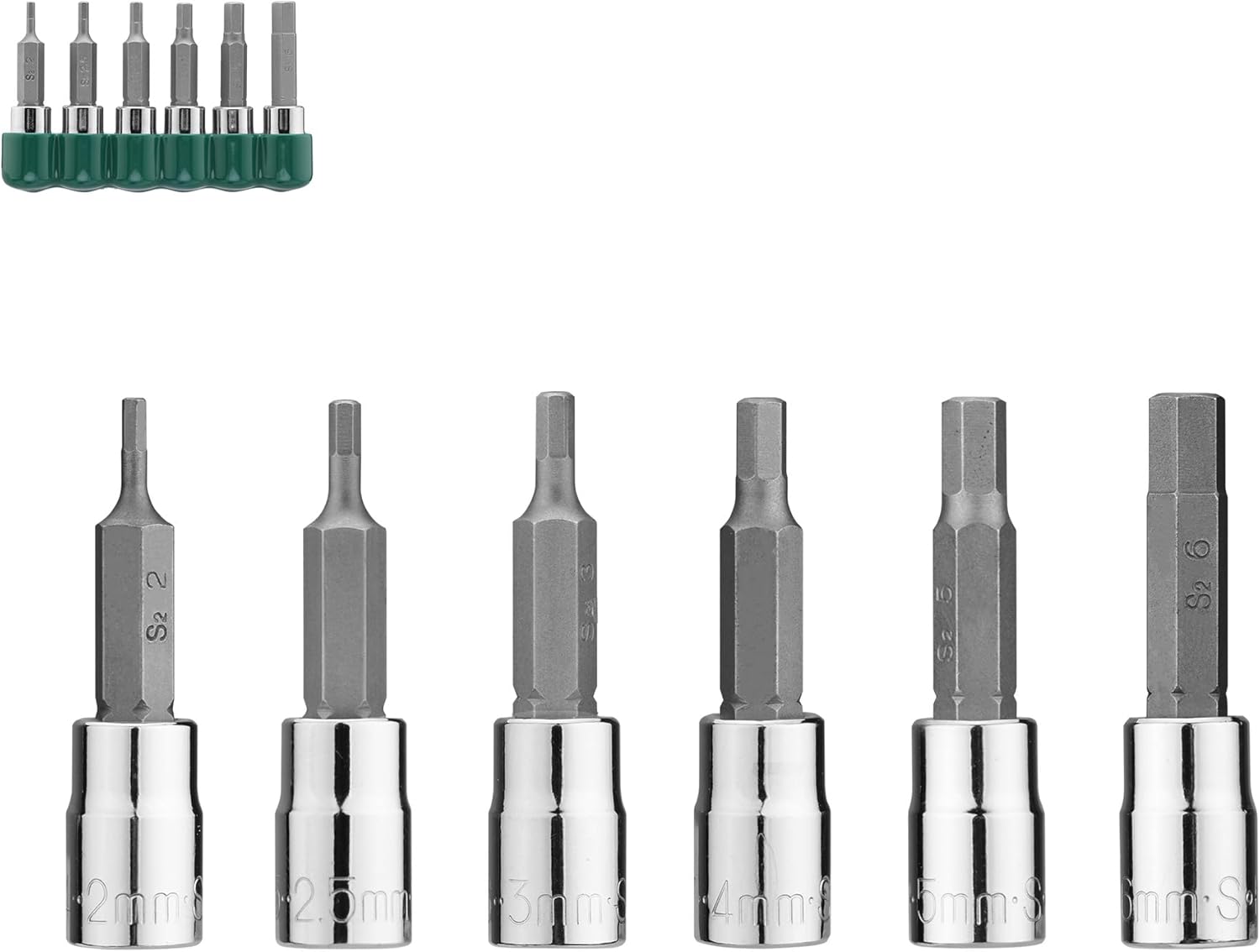 SK Tools USA 1/4" Drive, 6 Piece, Standard, Metric, Chrome Hex Bit Socket Set: 2MM - 6MM | 19732