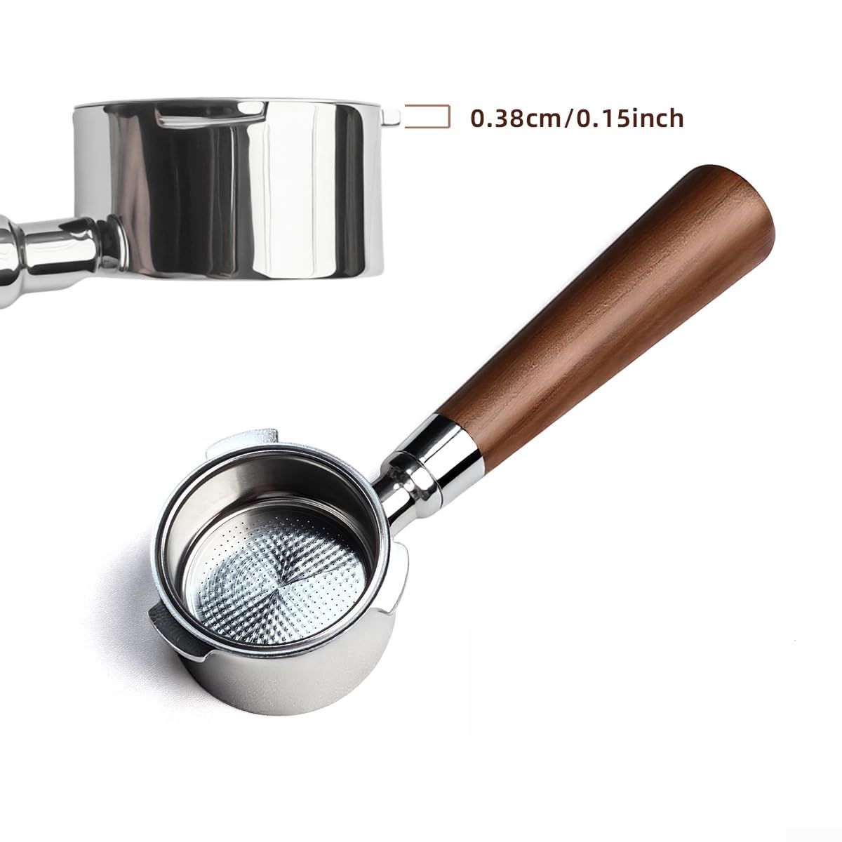 Portafiltro para espresso 51mm para acero Inoxidable Roble Portafiltro