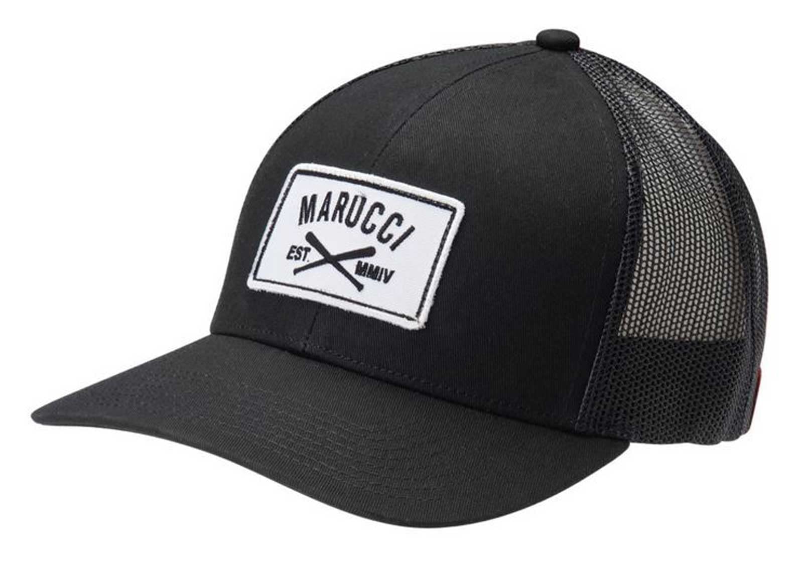 MarucciSports Cross Patch Trucker Snapback Black, Black, Adult, Hats, Men's Apparel (MAHTTRPCS-BK-A)