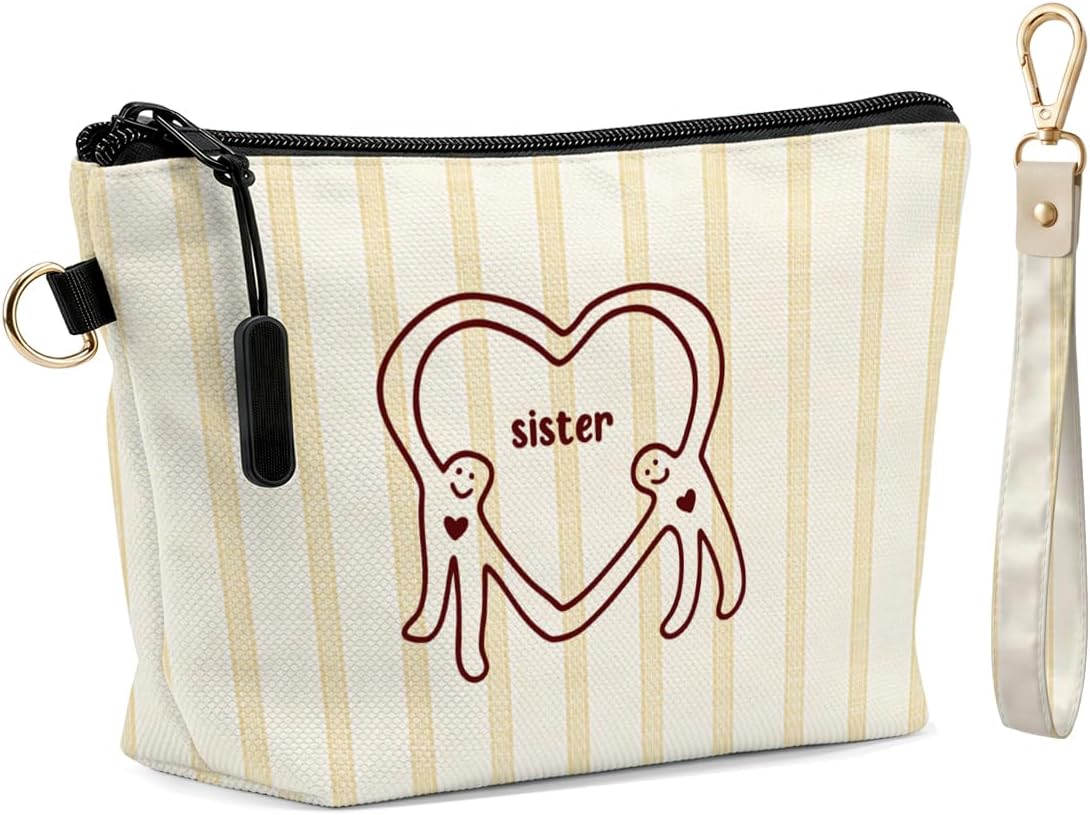 Fokongna Makeup Bag With Keychain Wristlet, Sister Birthday Gifts