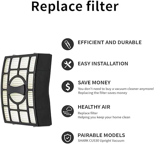 Miniatura 4 de JYAILIFES Filtro de repuesto CU530 para aspiradora vertical Shark CU530 Lift-Away XL 2 filtros+4 filtros de fieltro de espuma