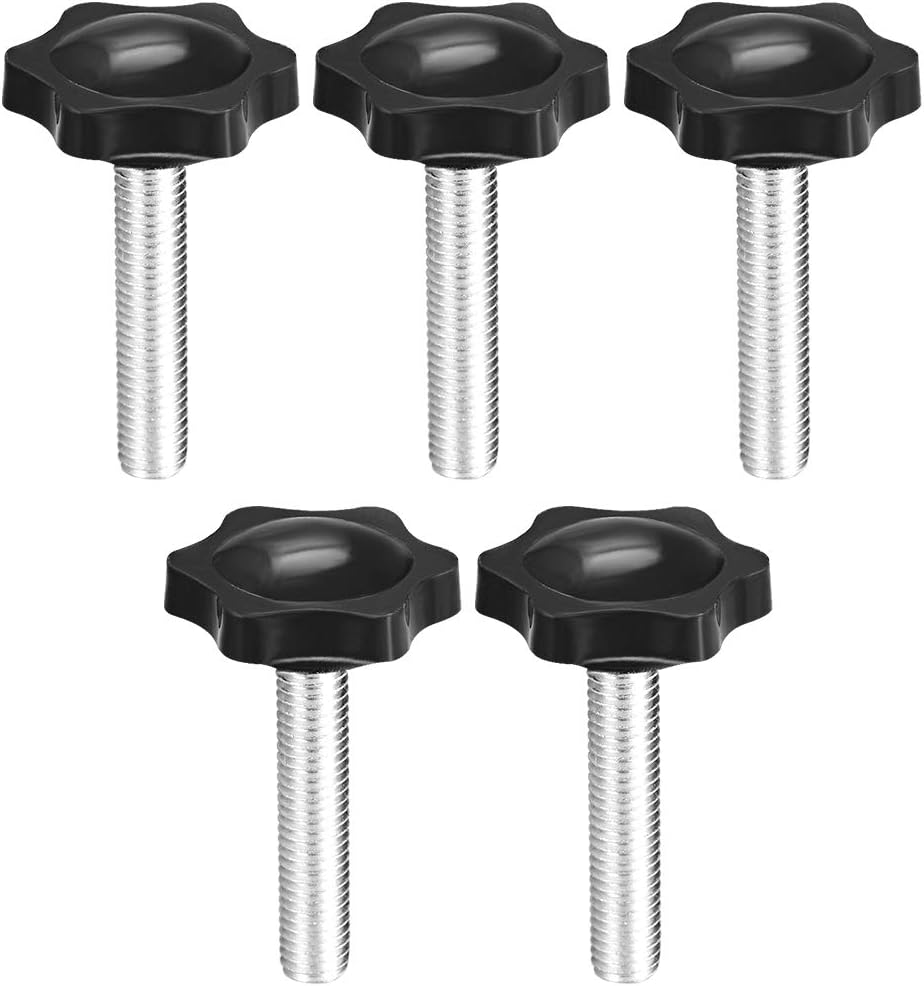 UxcellClamping Screw Knob, 48mm Dia Plum Hex Shaped Grips Star Knob M8 x 40mm Male Thread, 5pcs