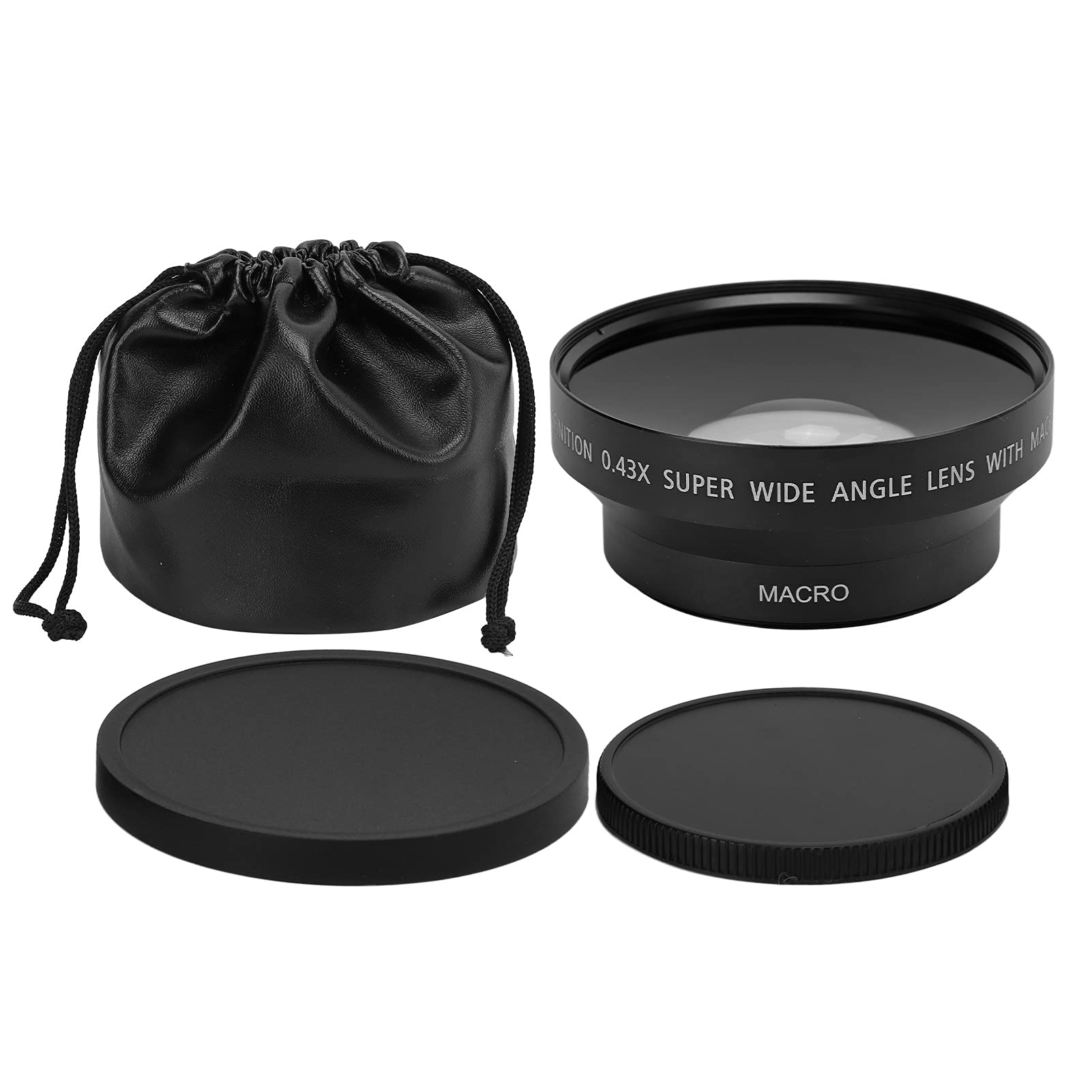 Goshyda Obiettivo Grandangolare, Obiettivo di Conversione Macro Grandangolare Universale in Metallo 0,43x, per Obiettivo della Fotocamera con Diametro del Filtro da 62 Mm