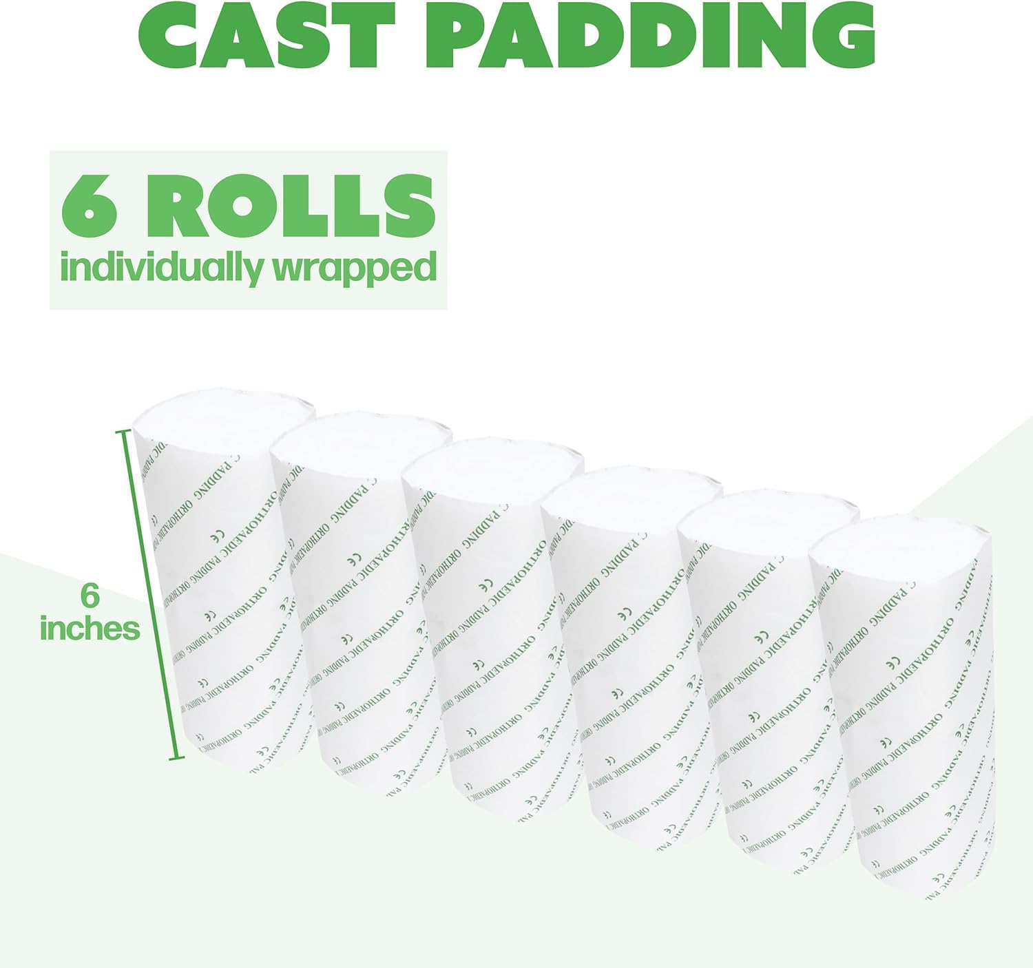 Cast Padding 6 Rolls 6” x 12ft, Individually Wrapped, Undercast Padding, Gauze Bandage for Halloween Wrap Bandage Art Projects, Body Casts, Mask Making, Hobby Craft, Wound Care, Orthopedic (6 Pack)