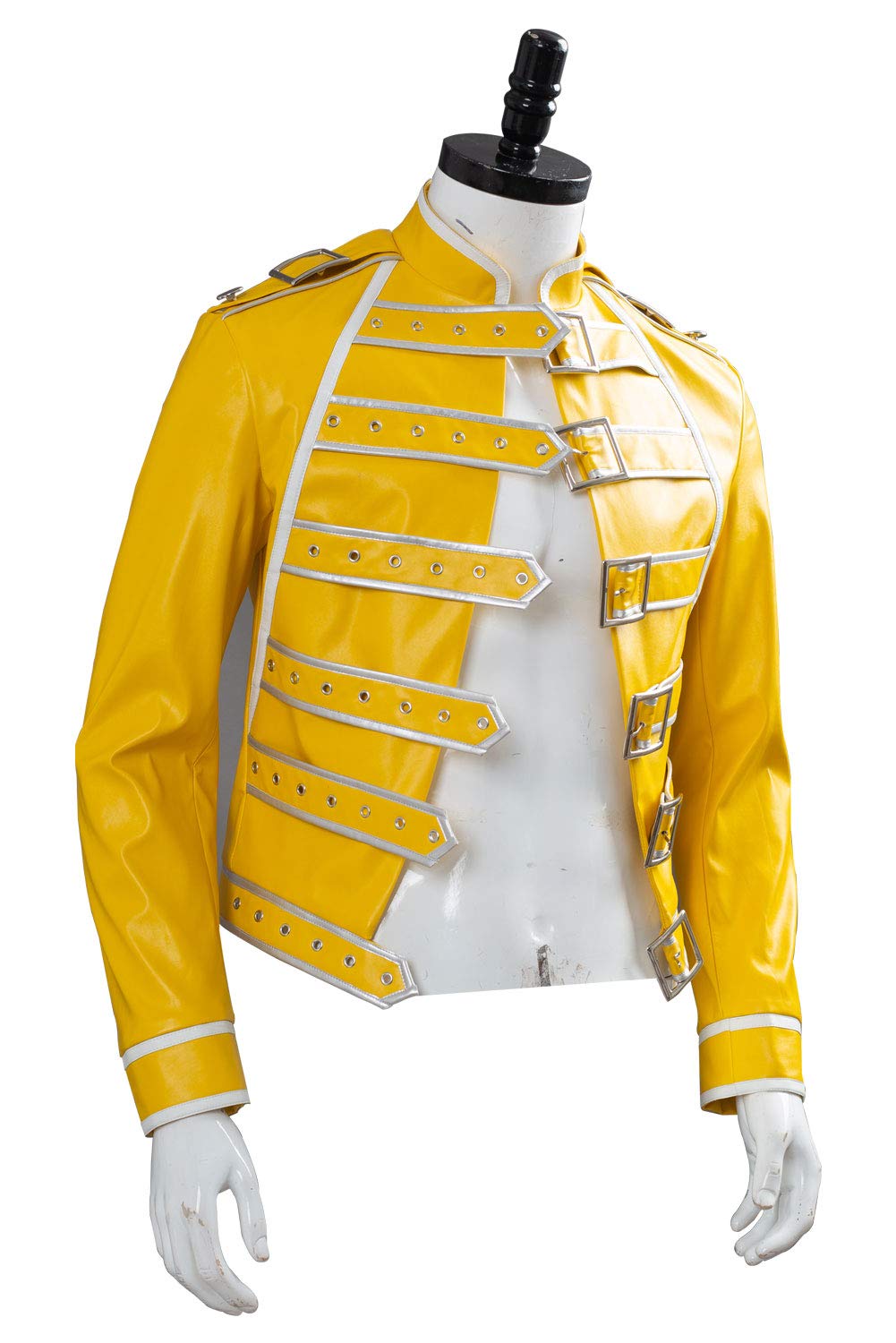 Harrypetter Costume de Cosplay Rock Star pour Homme Bande Rock des Années 80 Steampunk Veste en Cuir pour Concert de Wembley Jaune, M
