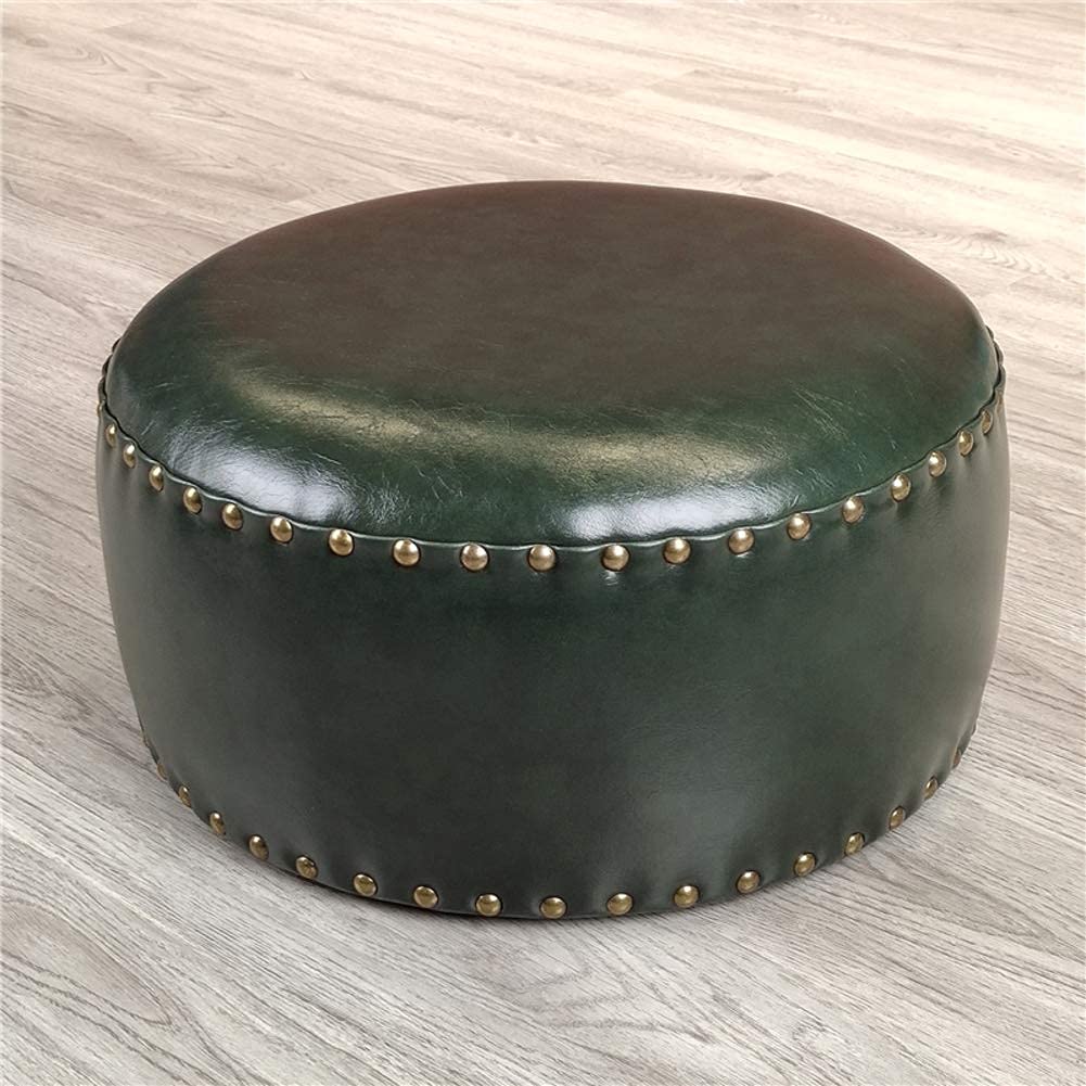 Repose-Pieds Pouf en Cuir Fausse Huile Cire 40x20x20cm Brun