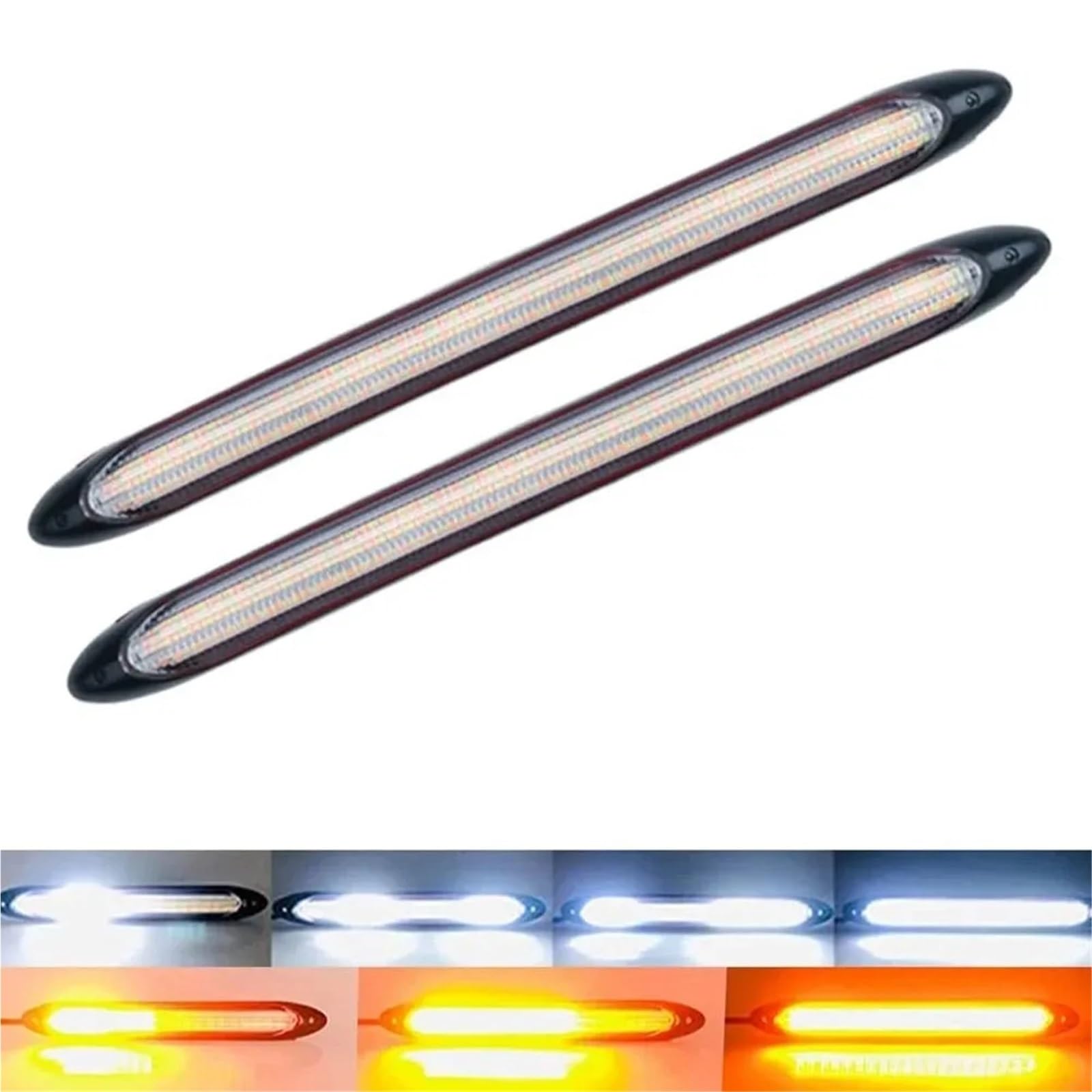 Feux Arrières Lampe 2 Pièces Drl LED Clignotant Séquentiel Bande De Lumière LED Feux De Jour Phare De Voiture Antibrouillard Lumière De Conduite Lumière Décorative Feux Arrière D'éclairage(Ice blue,23