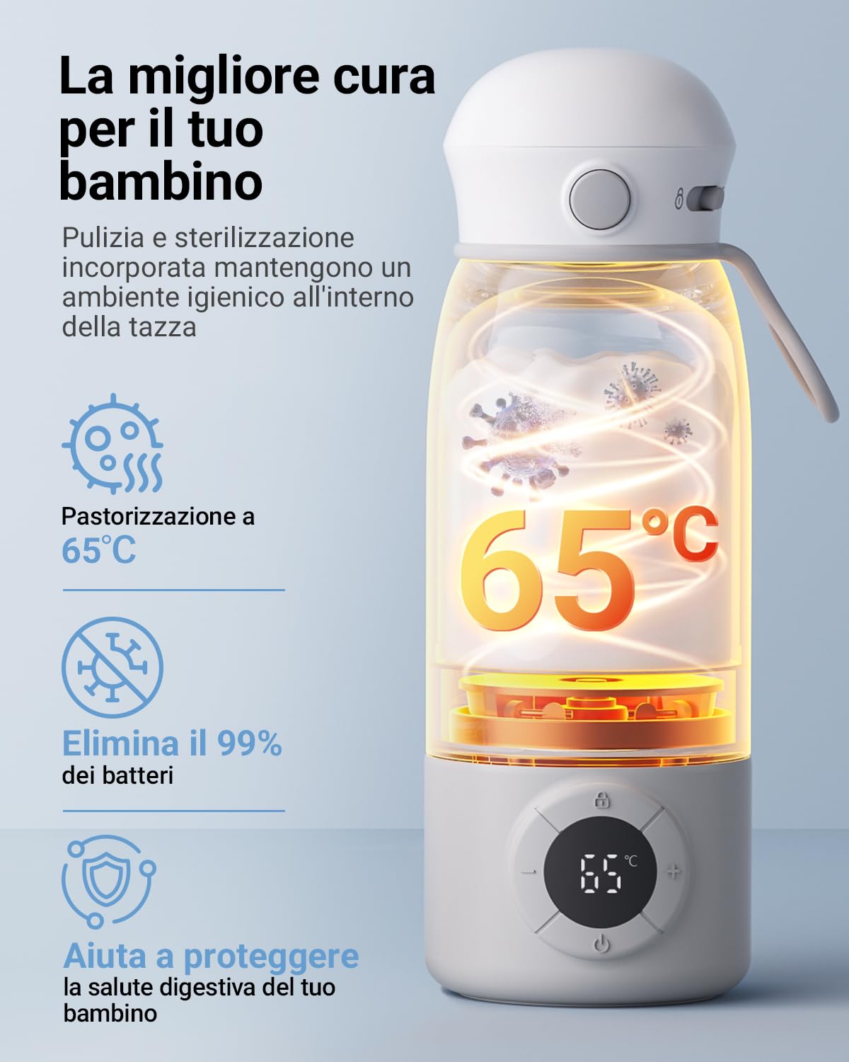 Bear Scaldabiberon portatile, scaldabiberon elettrico a riscaldamento rapido senza BPA, grande capacità di 500 ml per latte materno e acqua, per auto, campeggio e viaggi
