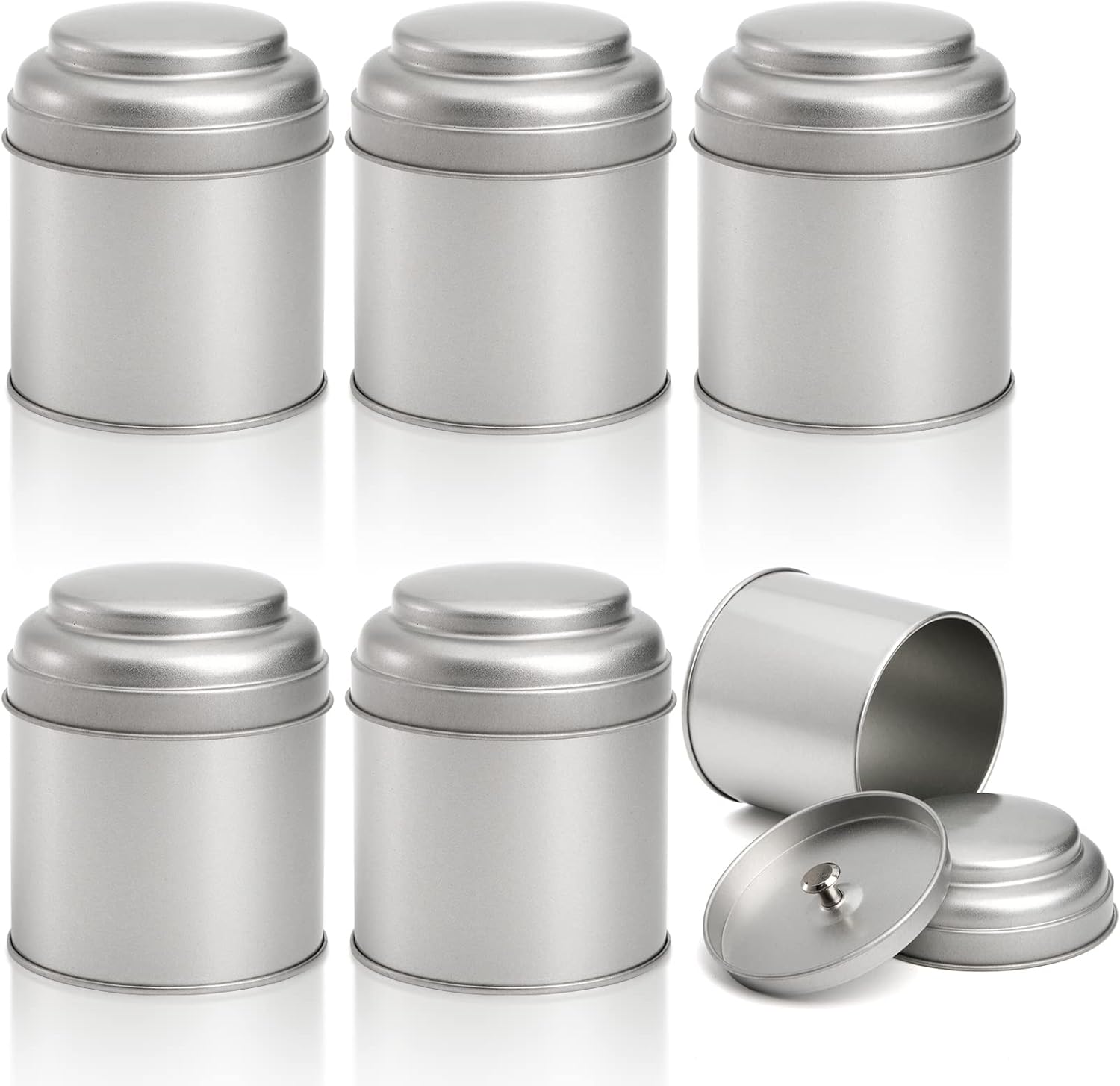 Lawei 6 Pack Tea Tins Canister with Airtight Double Lids, 8 OZ Round