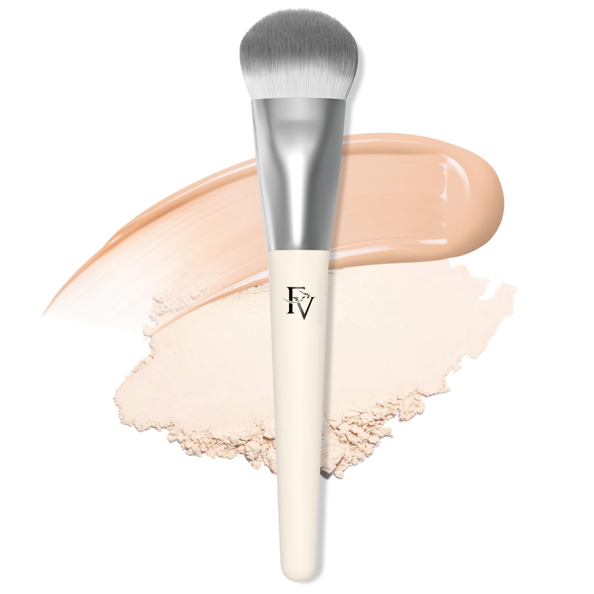 FV Brocha Maquillaje Fluido, Brocha Base Maquillaje con Cerdas Sintéticas Suaves, Ideal para Polvo o Líquidas, Brochas Maquillaje Facial Profesional, Cruelty Free