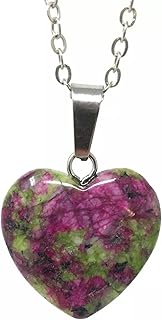 Collar con 10 Gemas de rubí en zoisita, Color Rosa sandía, con Forma de corazón.