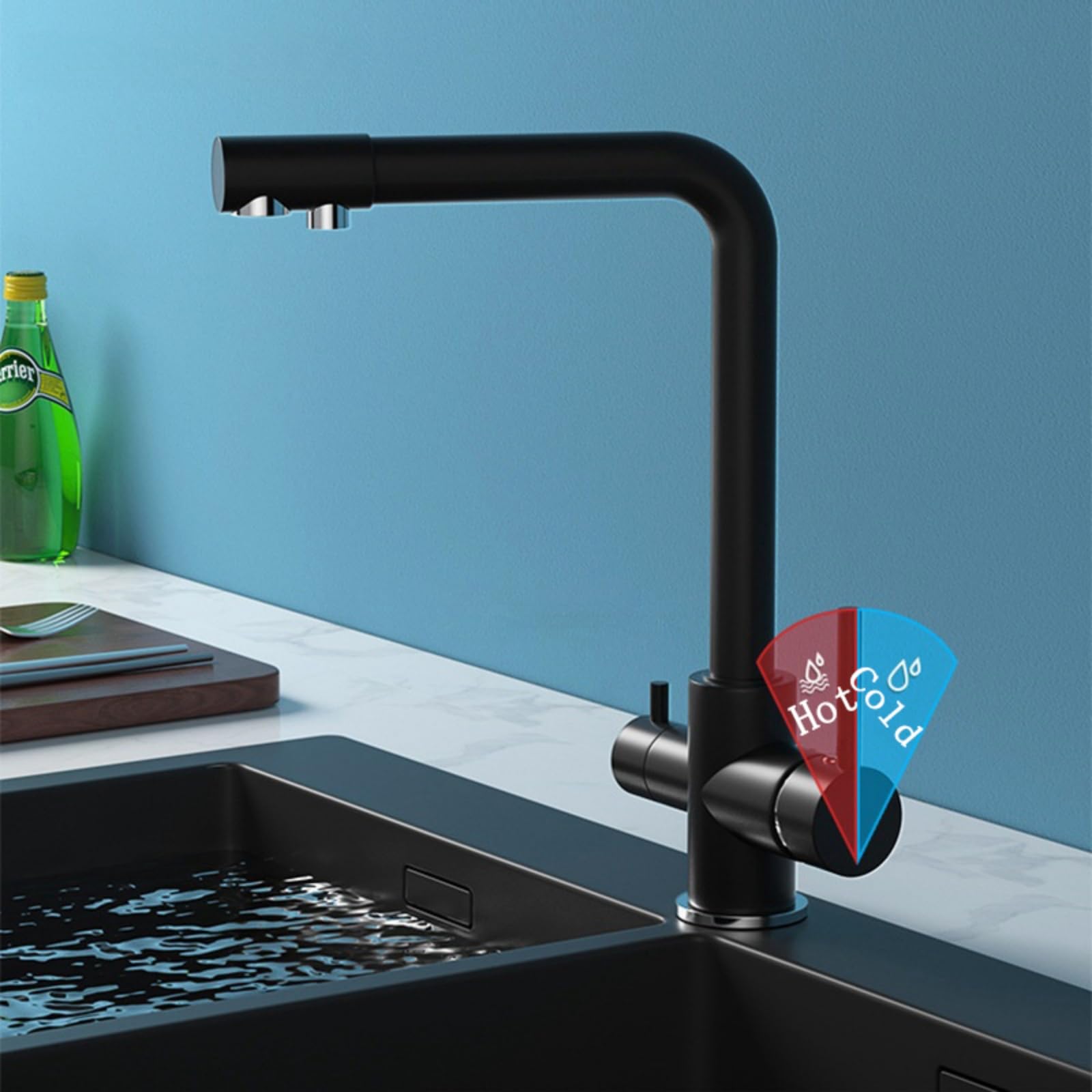 Genérico Grifos de Cocina Grifos para Fregadero de Cocina Grifo de Agua Potable de 3 Vías para Fregadero de Cocina Grifo Purificador de Agua con Filtro 3 En 1 Modo Único