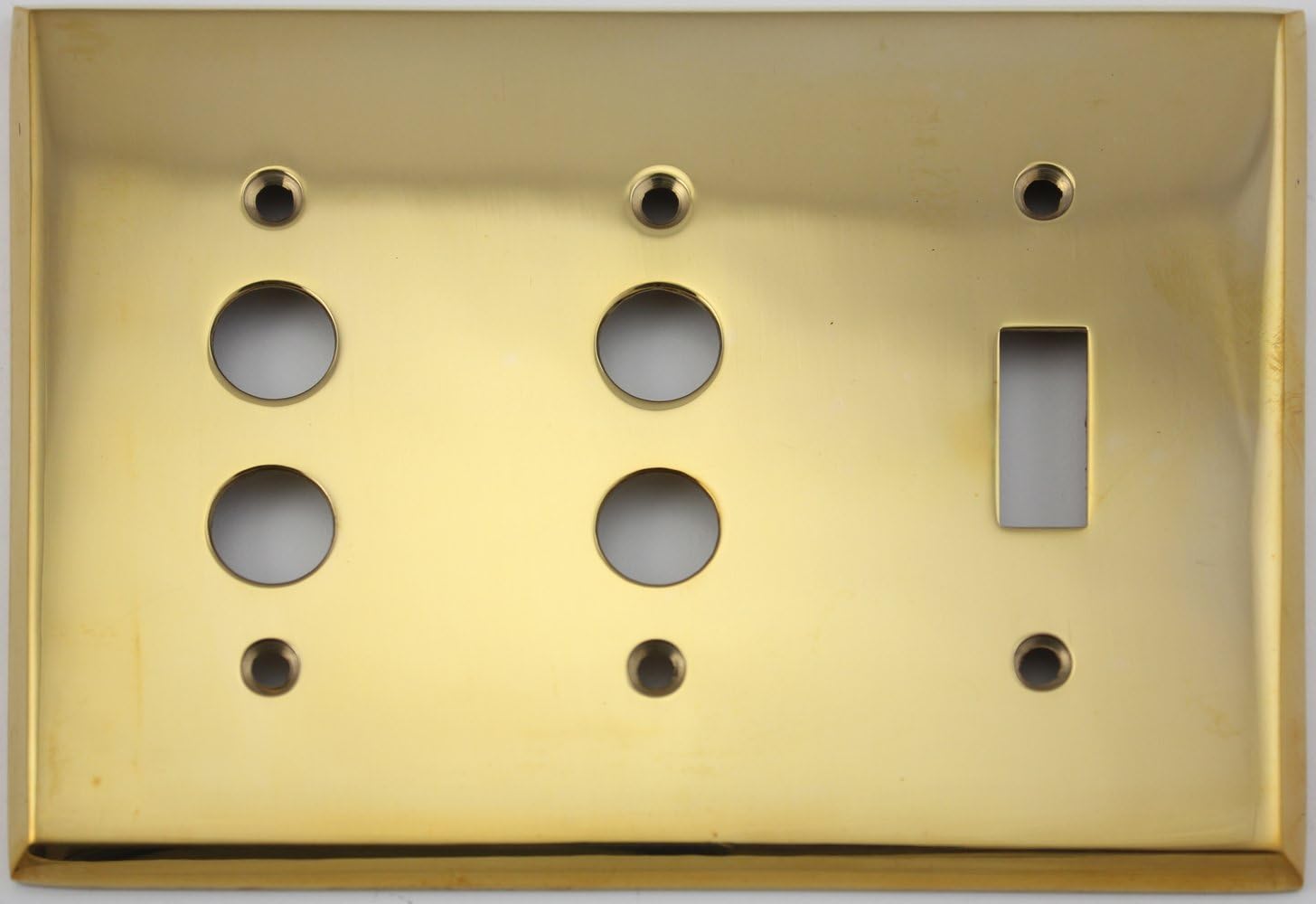 Unlacquered Polished Brass 3 Gang Combination Switch Plate 2 Push