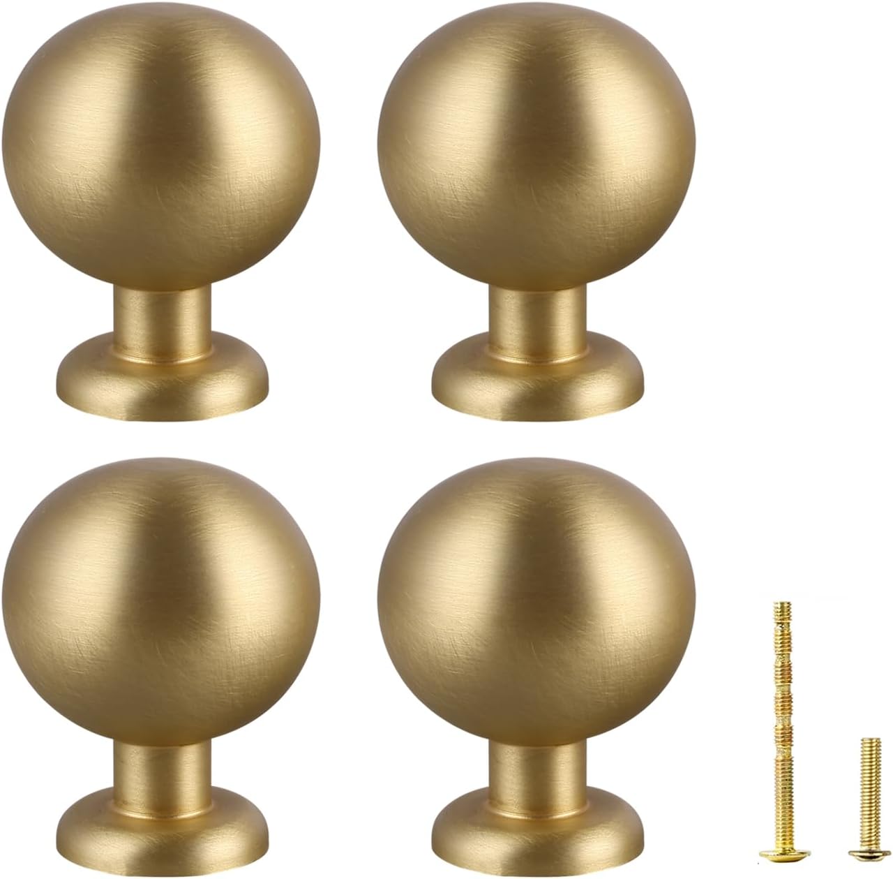 Yiking Soild Brass Cabinet Knobs Heavy Duty Real Brass Dresser Pulls,Brushed Gold Drawer Knob Kitchen Cabinet Pull Modern Small Round Handle Gold Handle for Kitchen Bathroom Furniture 4pcs 1-1/4in