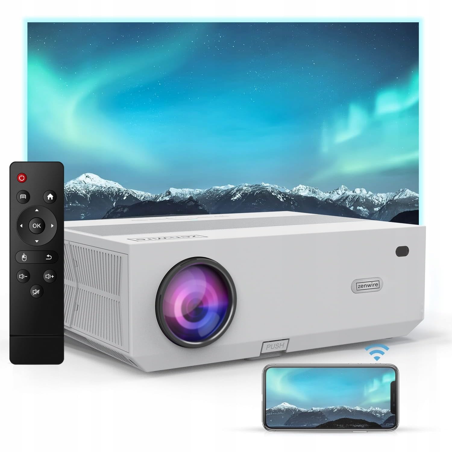 E600H Proyector de cine en casa Proyector LED Video Android 9.0 Smart TV 5.7" Full HD 4K 13500LM 450 Ansi 5000:1 WiFi 2.4/5GHz Bluetooth 5.1 para teléfono/PC/PS5/Xbox/HDMI/4K-Home Cinema