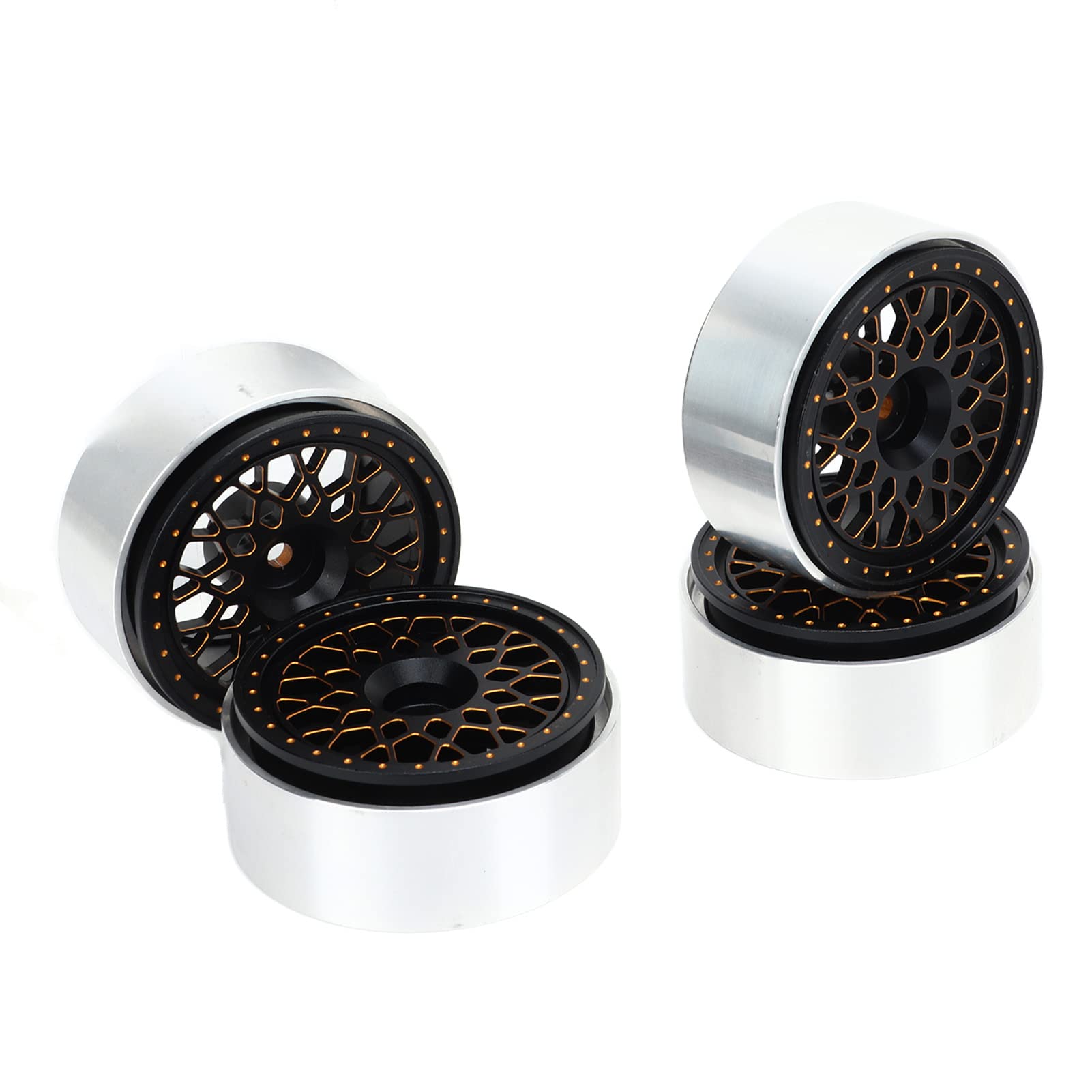 Cerchio con bloccaggio a perni RC in lega di alluminio da 1,9 pollici, ruota RC con copriruota e chiave, per auto RC 1/10; set di cerchi in metallo lavorati a CNC con