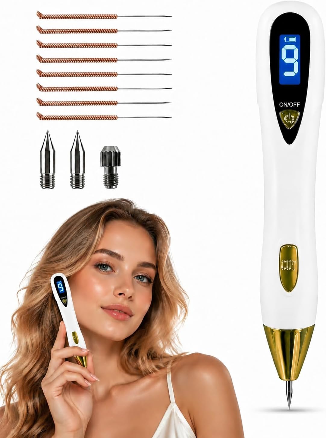 Skin Tag Remover Pen – USB Rechargeable Wart Removal Tool, 9 Speed Adjustable Intensity, Portable Size, Painless Spot Remover for Face and Body with LED Display, Safe & Effective