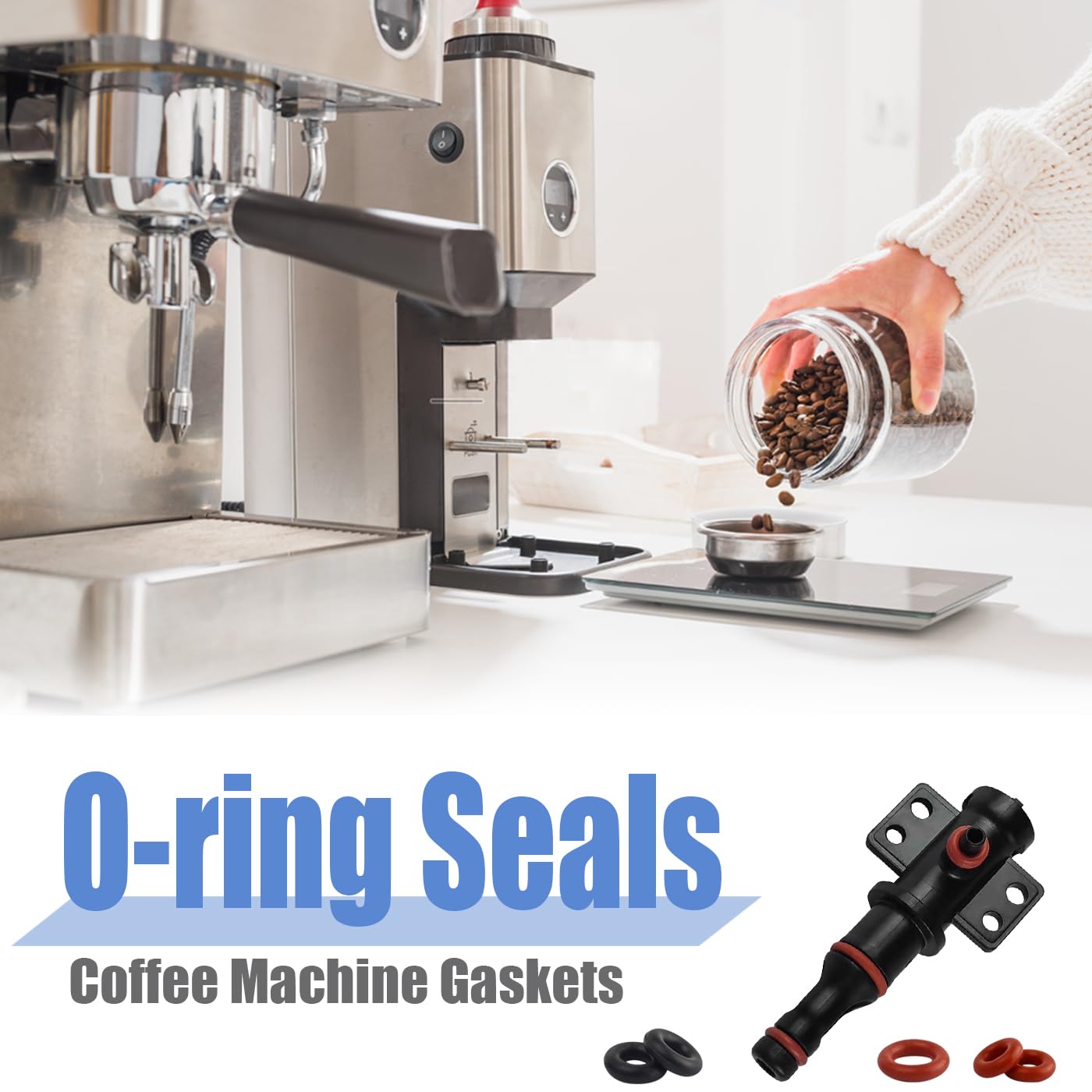 Mesee 60Pcs Silicone Seal O-Ring Kit Coffee Machine Sealing Gasket Professional Maintenance Kits 15 Sizes Seal O Rings Nozzle Gasket Fit for Saeco Philips Gaggia Esspresso Spidem Coffee Machine