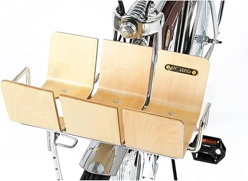 Miniatura 3 de UNISTRENGH Cesta delantera de bicicleta de madera ajustable plegable simple bicicleta delantera alforja cesta delantera portabicicletas Holanda