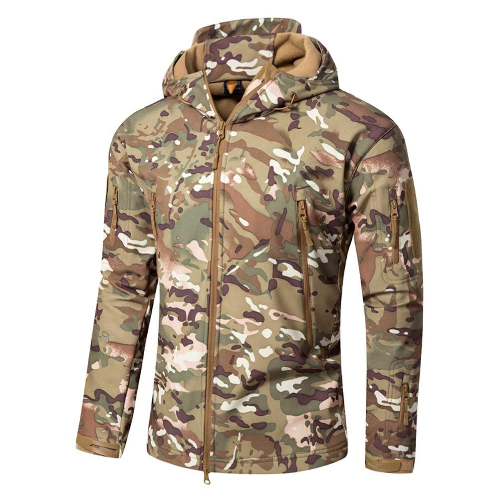 Veste Softshell Tactical Militaire pour Homme en Molleton À Capuche