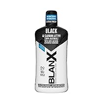 BlanX, Collutorio Sbiancante Black, per Igiene Orale, Colluttorio Antimacchia e Sbiancante, con Licheni Artici naturali, Zinco PCA e Carboni Attivi 100% Naturali, Ripara-Smalto, Formato 500 ml