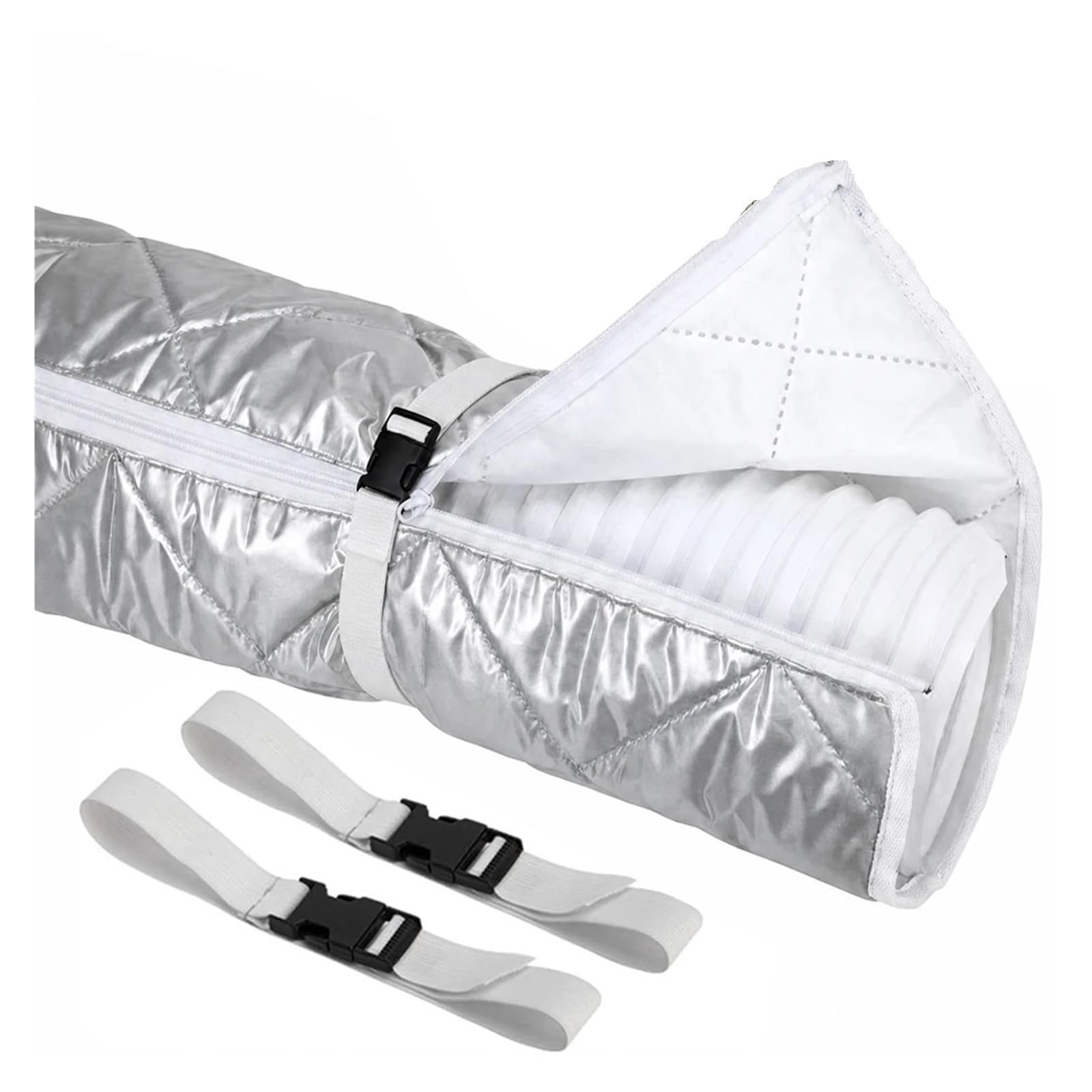 Shiketong Silver Zipper Ac Hose Insulation Sleeve,Adjustable Portable Air Conditioner Hose Cover Heat Insulation For 5 " & 5.9 " Diameter Exhaust Ac Exhaust Cover