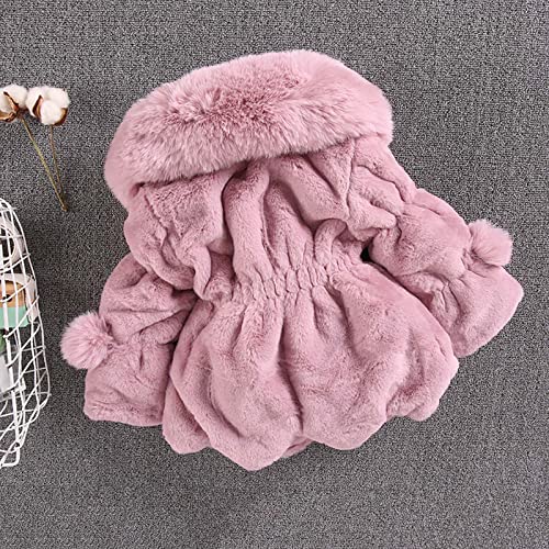 wodceeke Toddler Girls Faux Fur Coat Fluffy Furry Jacket Winter Warm Shaggy Parka Plush Outerwear for Kids3