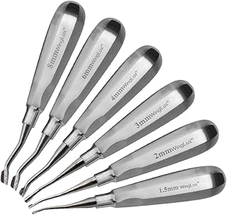 Winged Dental Elevator Set of 6 with Back Bent Tip Having Standard Handle