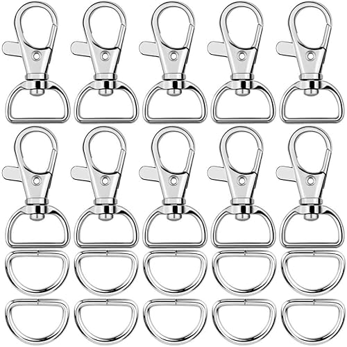 PAXCOO 60 ganchos giratorios y anillos en D para proyectos de cordón y costura (1 pulgada de ancho interior)